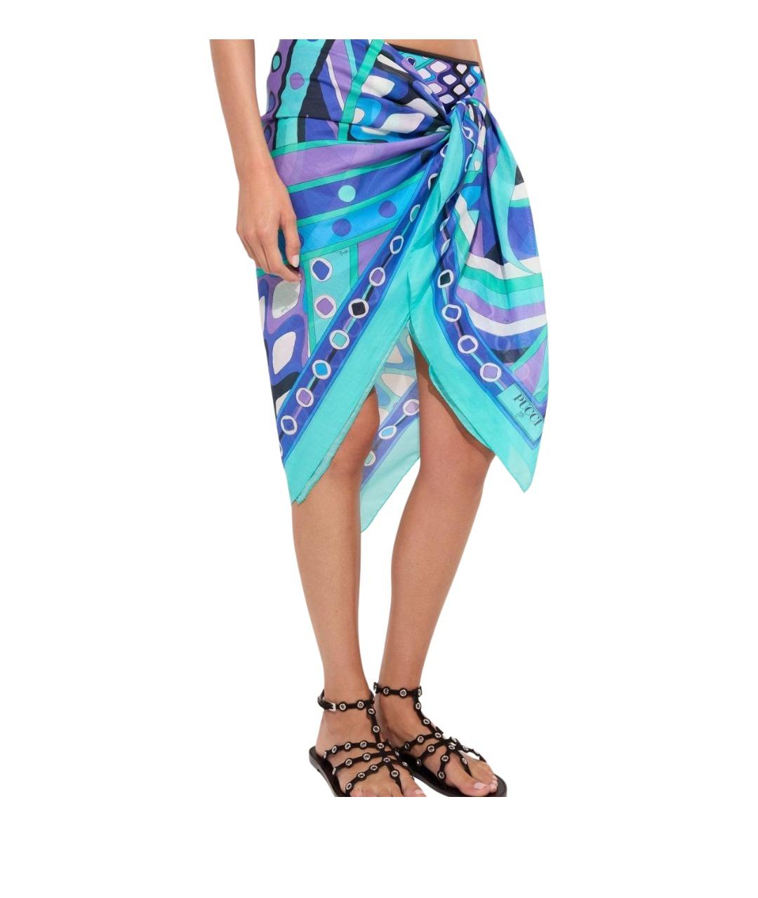 EMILIO PUCCI Синее хлопковое парео, фото 2