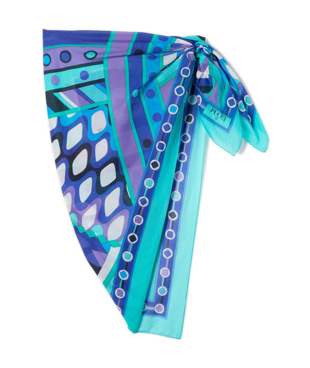 EMILIO PUCCI Синее хлопковое парео, фото 1