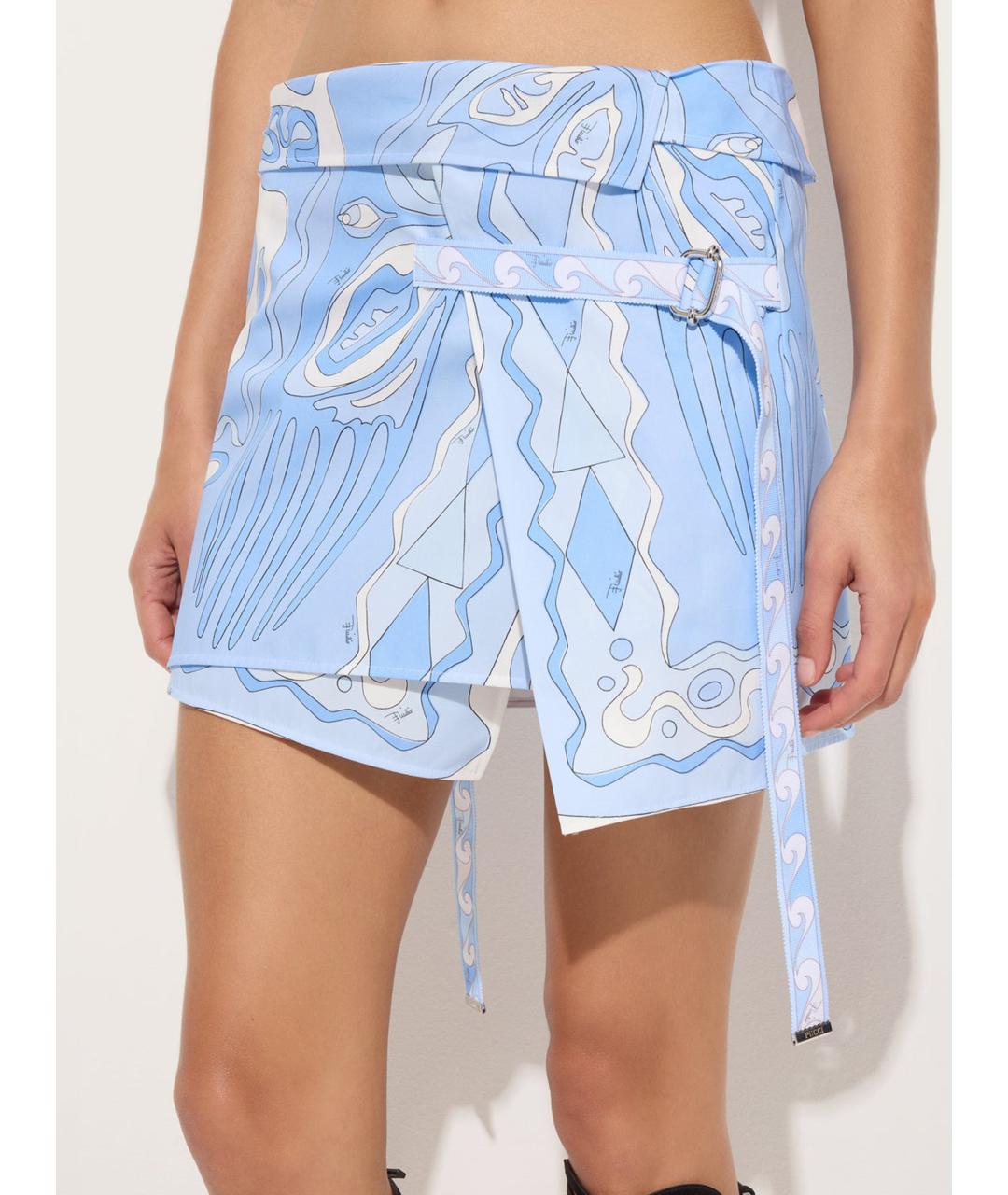 EMILIO PUCCI Голубая юбка мини, фото 5