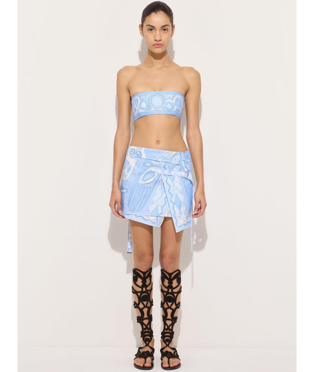 EMILIO PUCCI Голубая юбка мини, фото 2