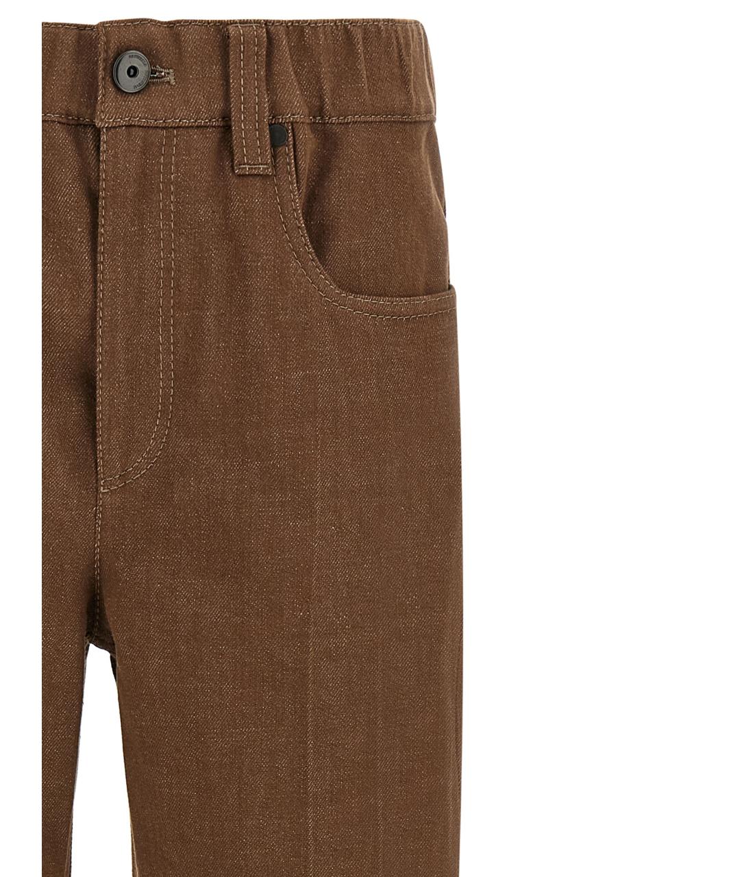 BRUNELLO CUCINELLI Коричневые хлопковые прямые джинсы, фото 3