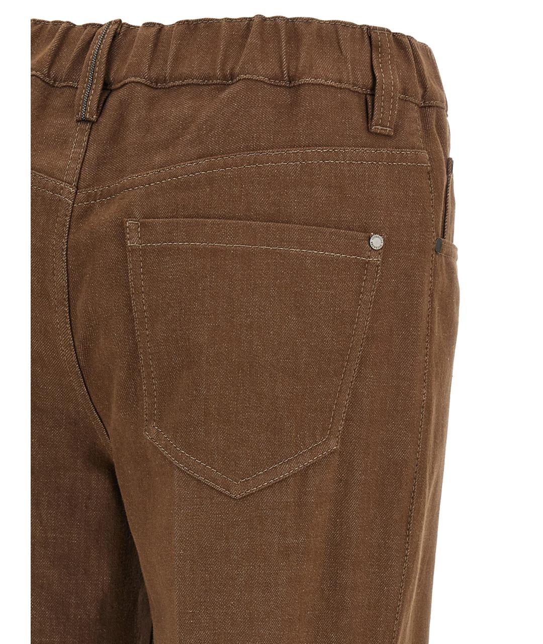 BRUNELLO CUCINELLI Коричневые хлопковые прямые джинсы, фото 4