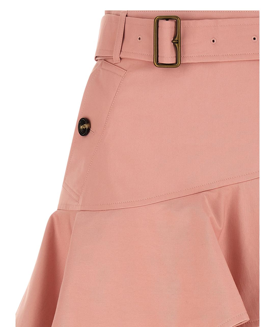 BURBERRY Розовая хлопковая юбка мини, фото 3