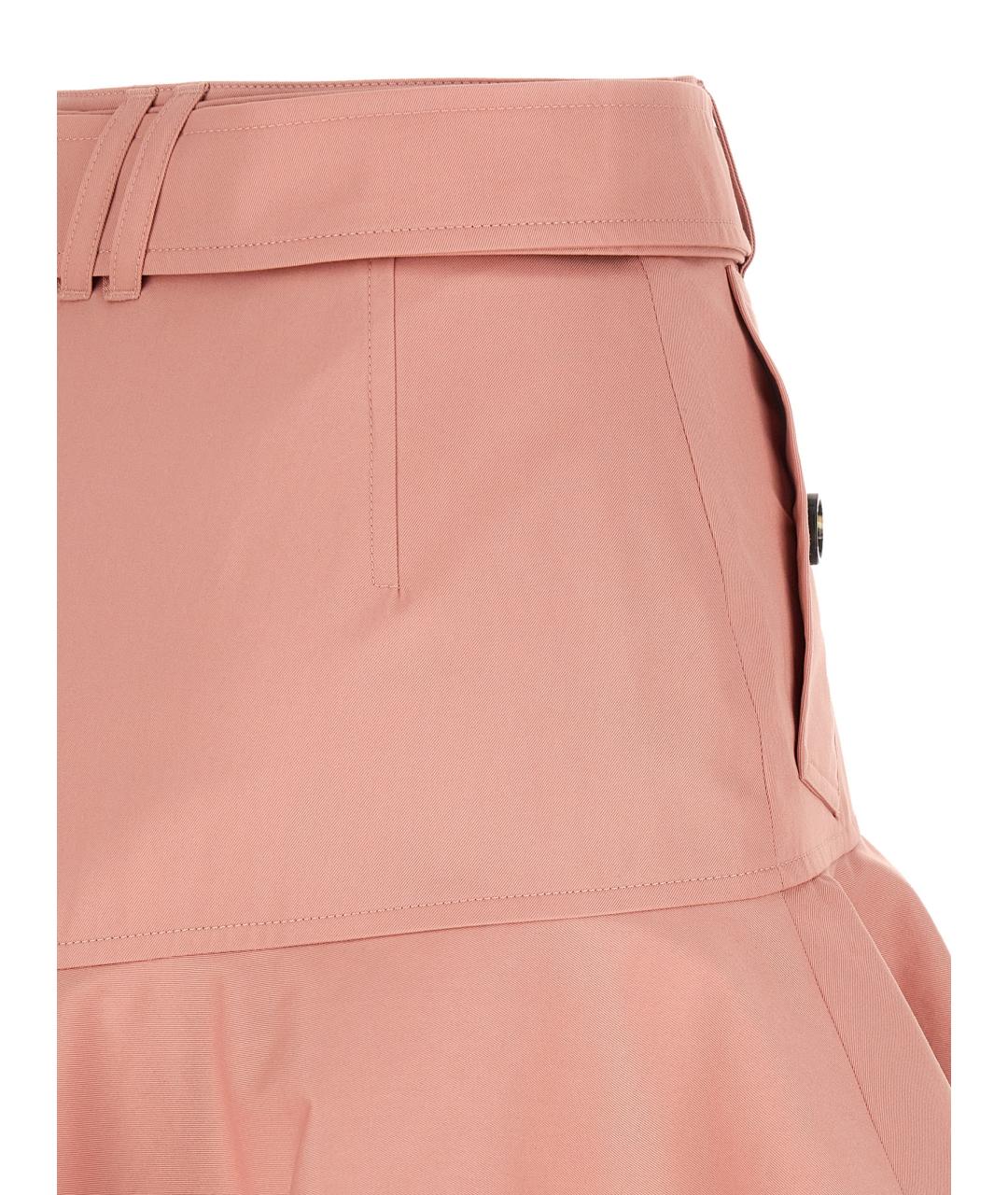 BURBERRY Розовая хлопковая юбка мини, фото 4