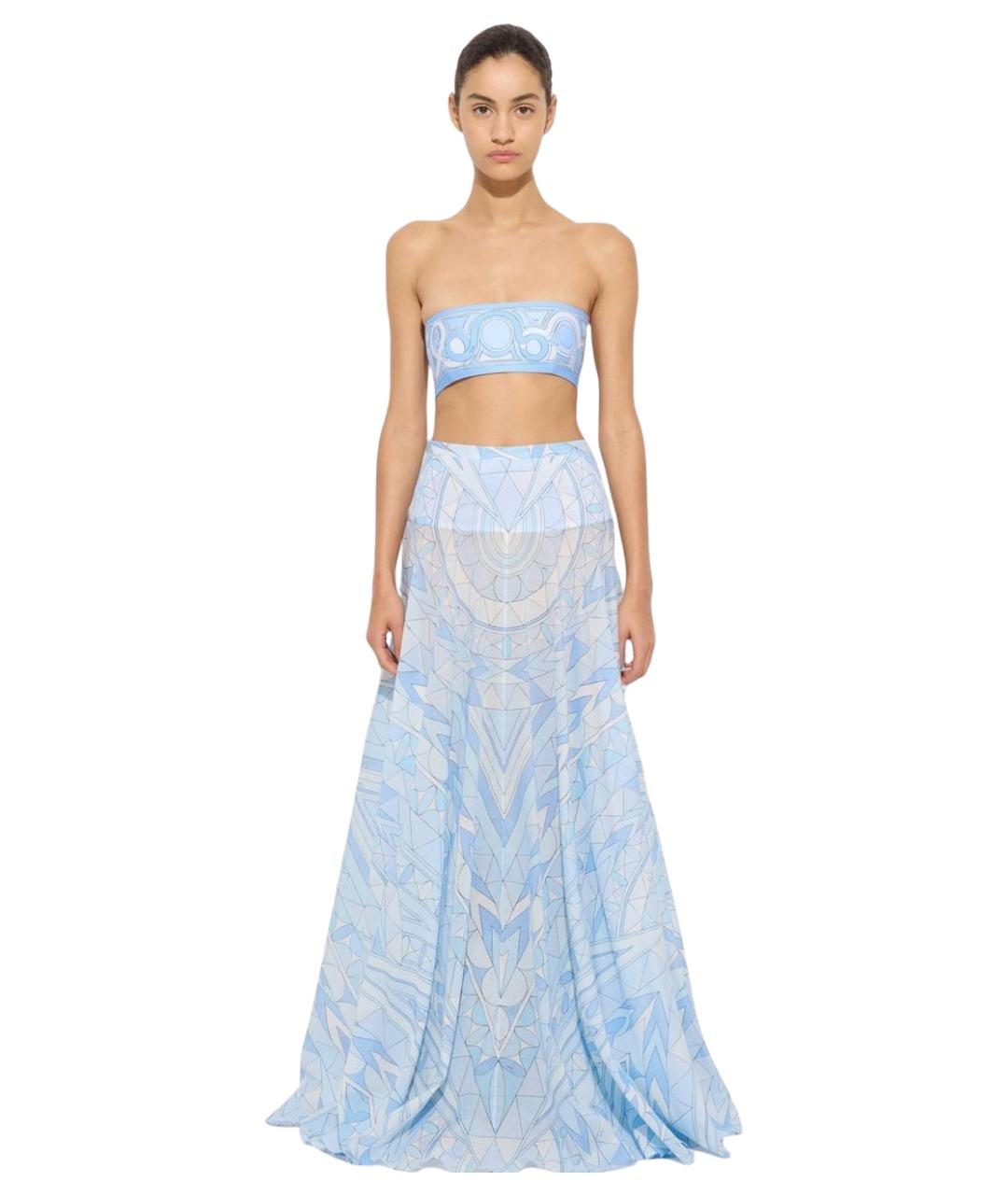 EMILIO PUCCI Голубая юбка миди, фото 2