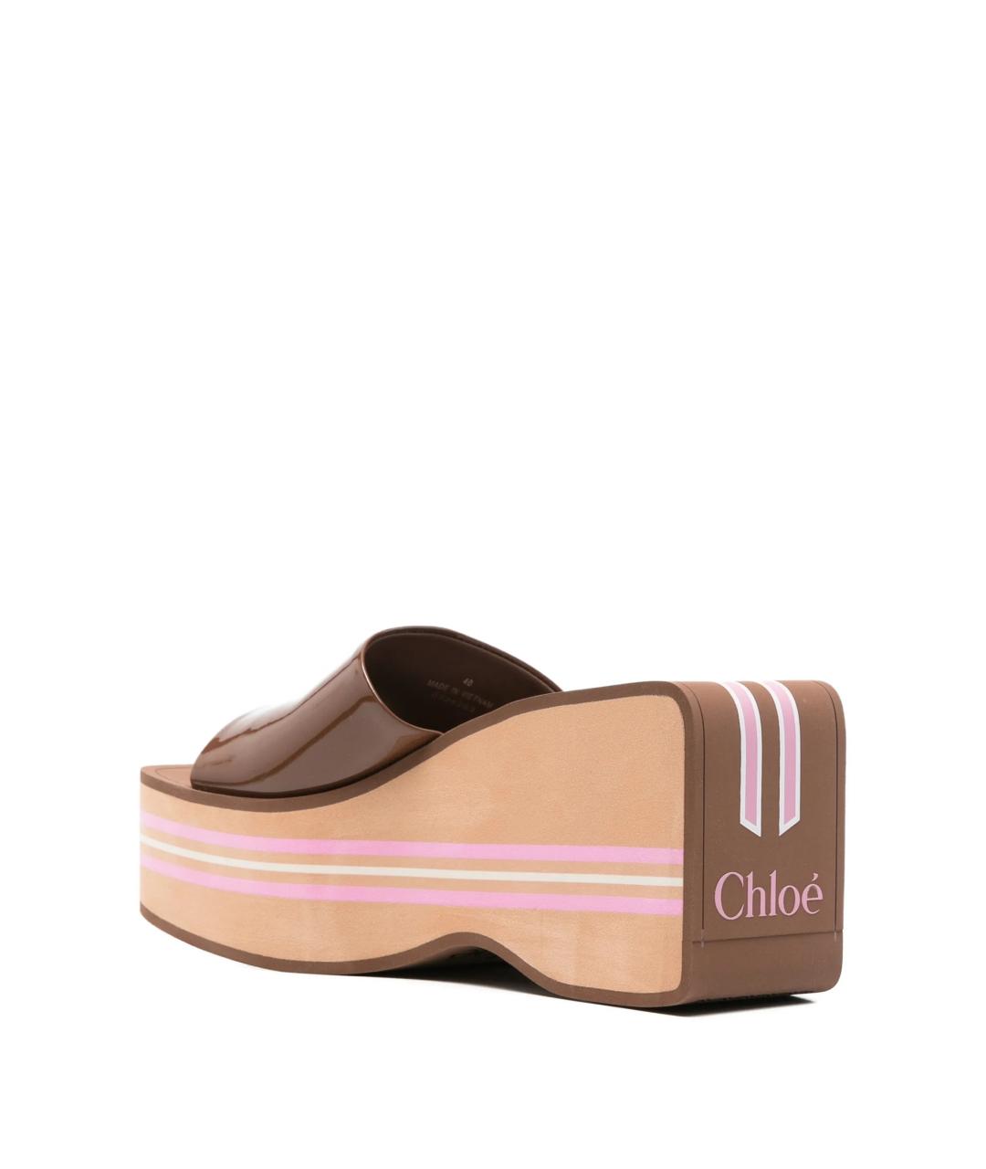 CHLOE Коричневые кожаные сабо, фото 3