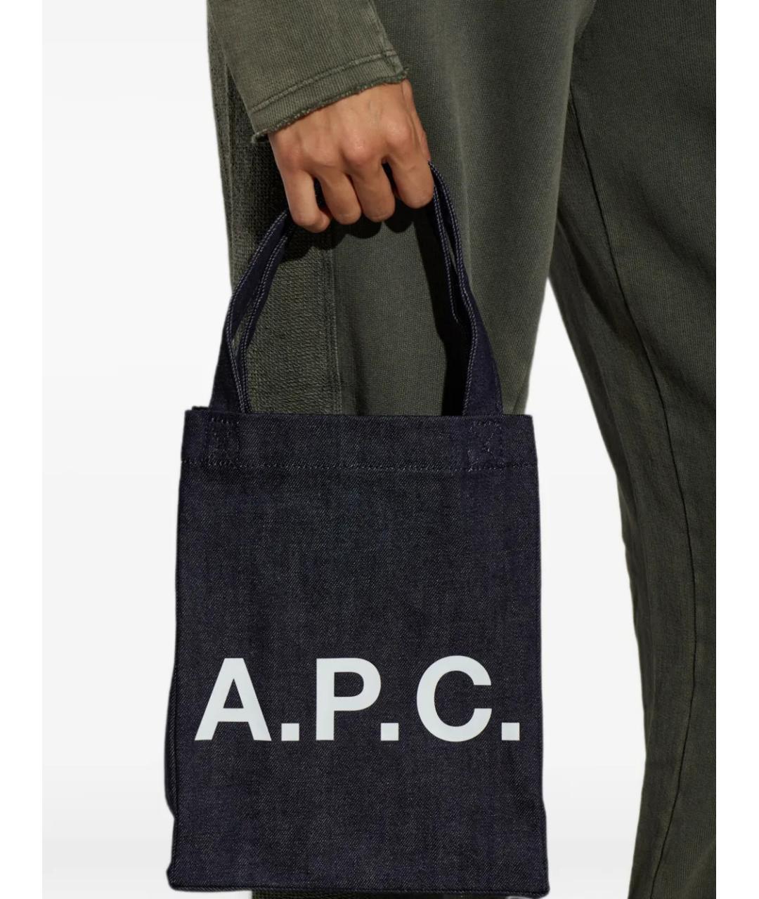 A.P.C. Синяя хлопковая сумка тоут, фото 2