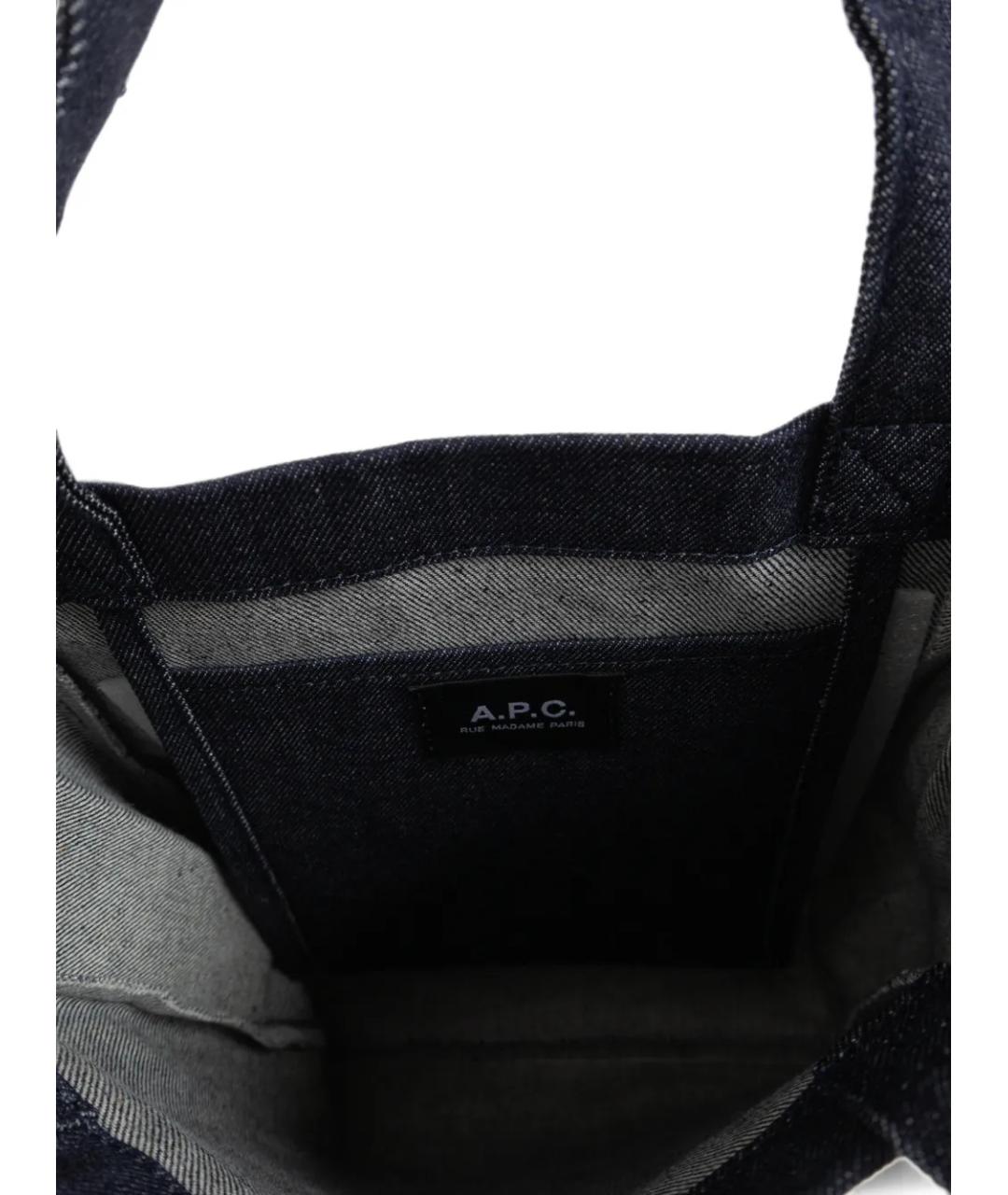 A.P.C. Синяя хлопковая сумка тоут, фото 6