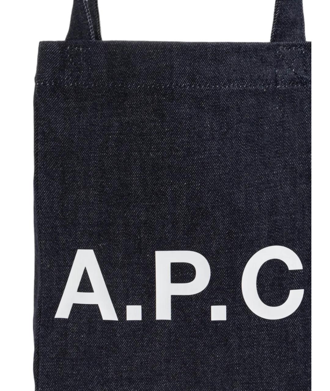 A.P.C. Синяя хлопковая сумка тоут, фото 7