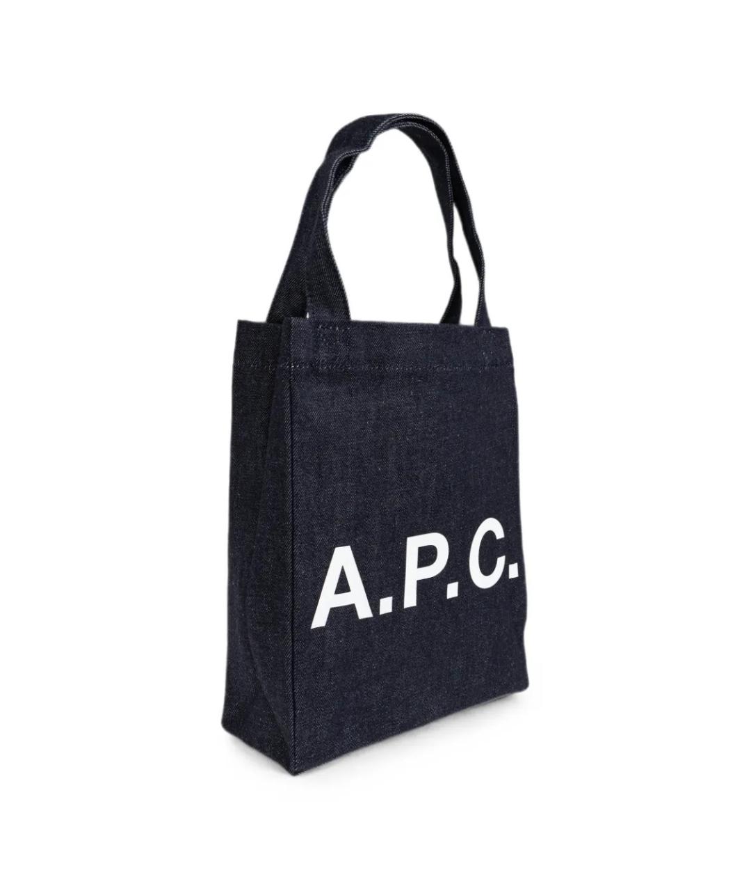 A.P.C. Синяя хлопковая сумка тоут, фото 5