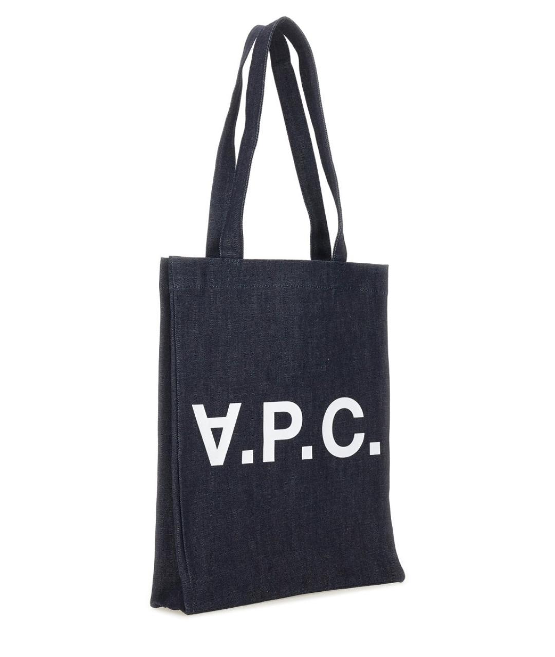 A.P.C. Синяя хлопковая сумка тоут, фото 3