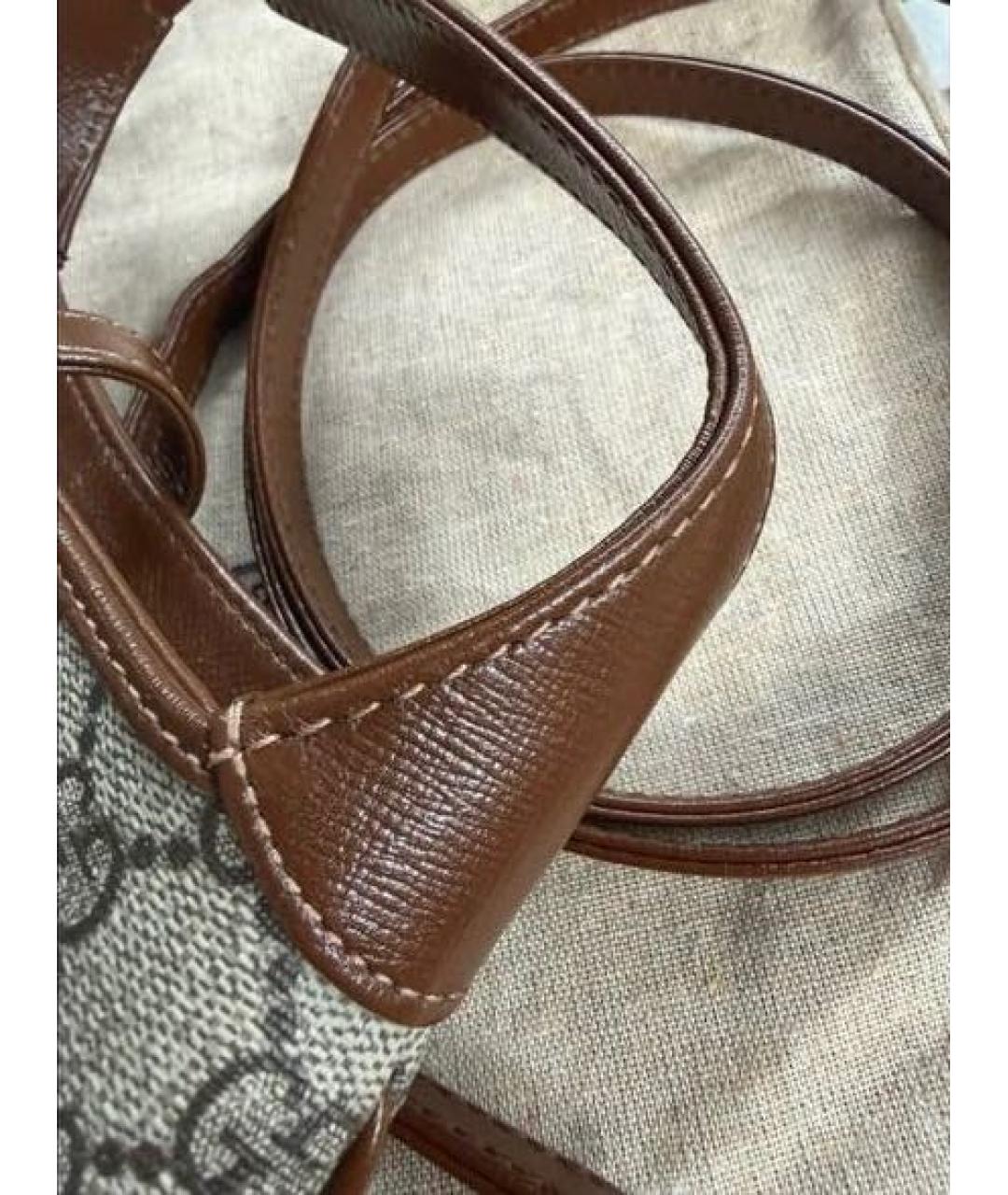 GUCCI Коричневая кожаная сумка с короткими ручками, фото 7