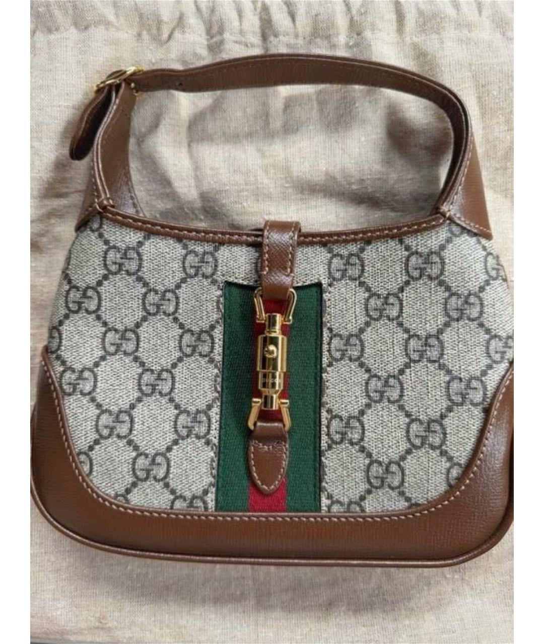GUCCI Коричневая кожаная сумка с короткими ручками, фото 3