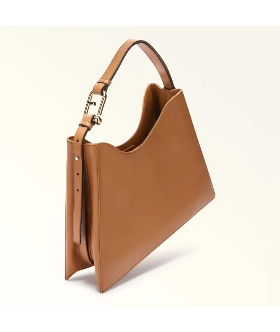 FURLA Коричневая кожаная сумка с короткими ручками, фото 3