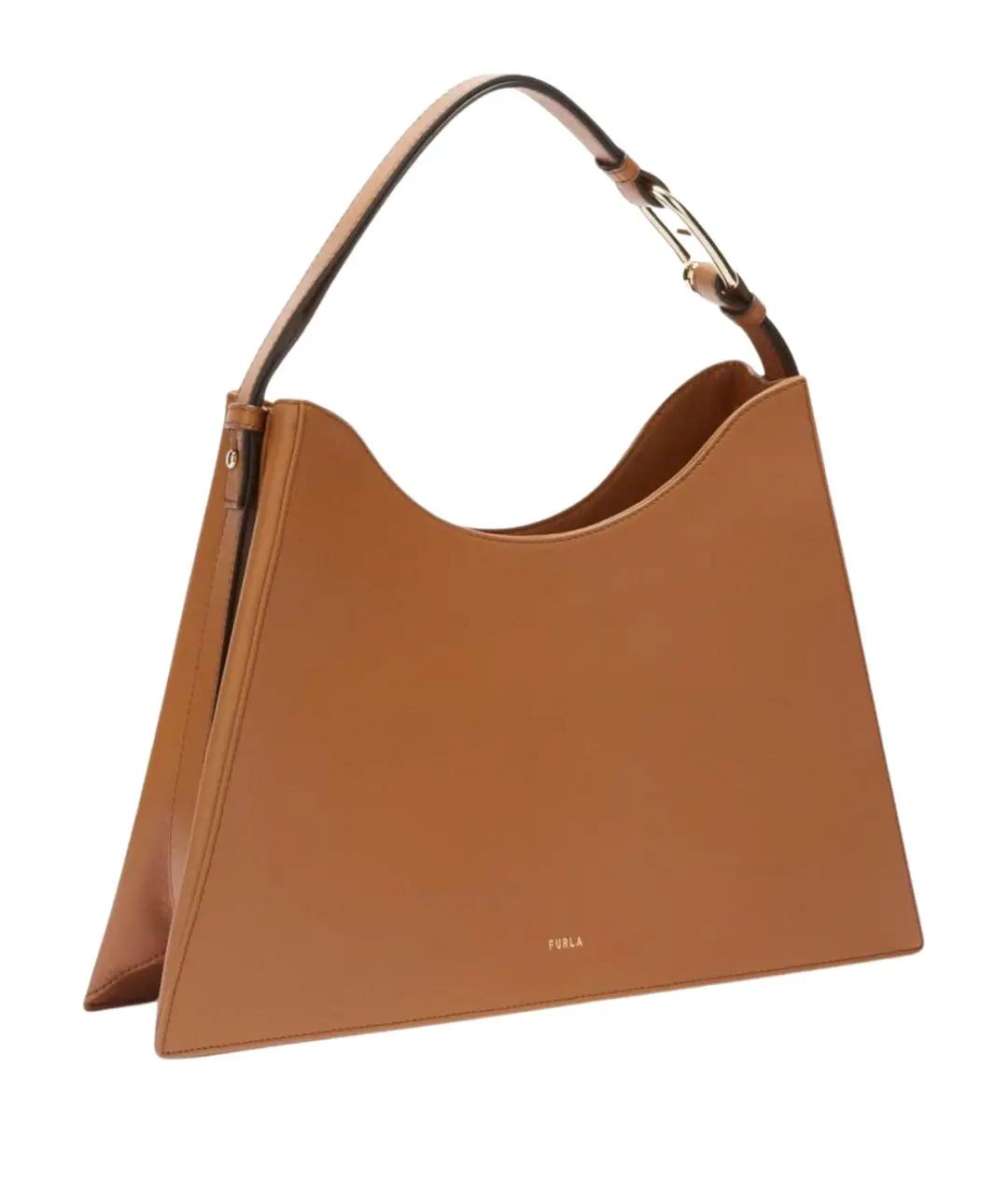 FURLA Коричневая кожаная сумка с короткими ручками, фото 1