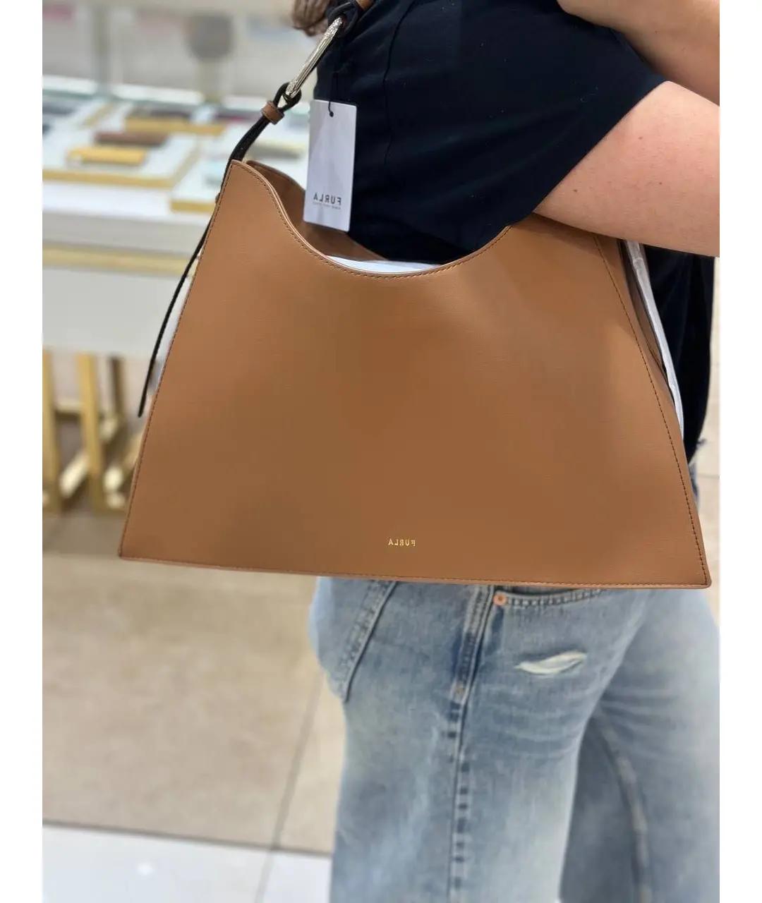 FURLA Коричневая кожаная сумка с короткими ручками, фото 6