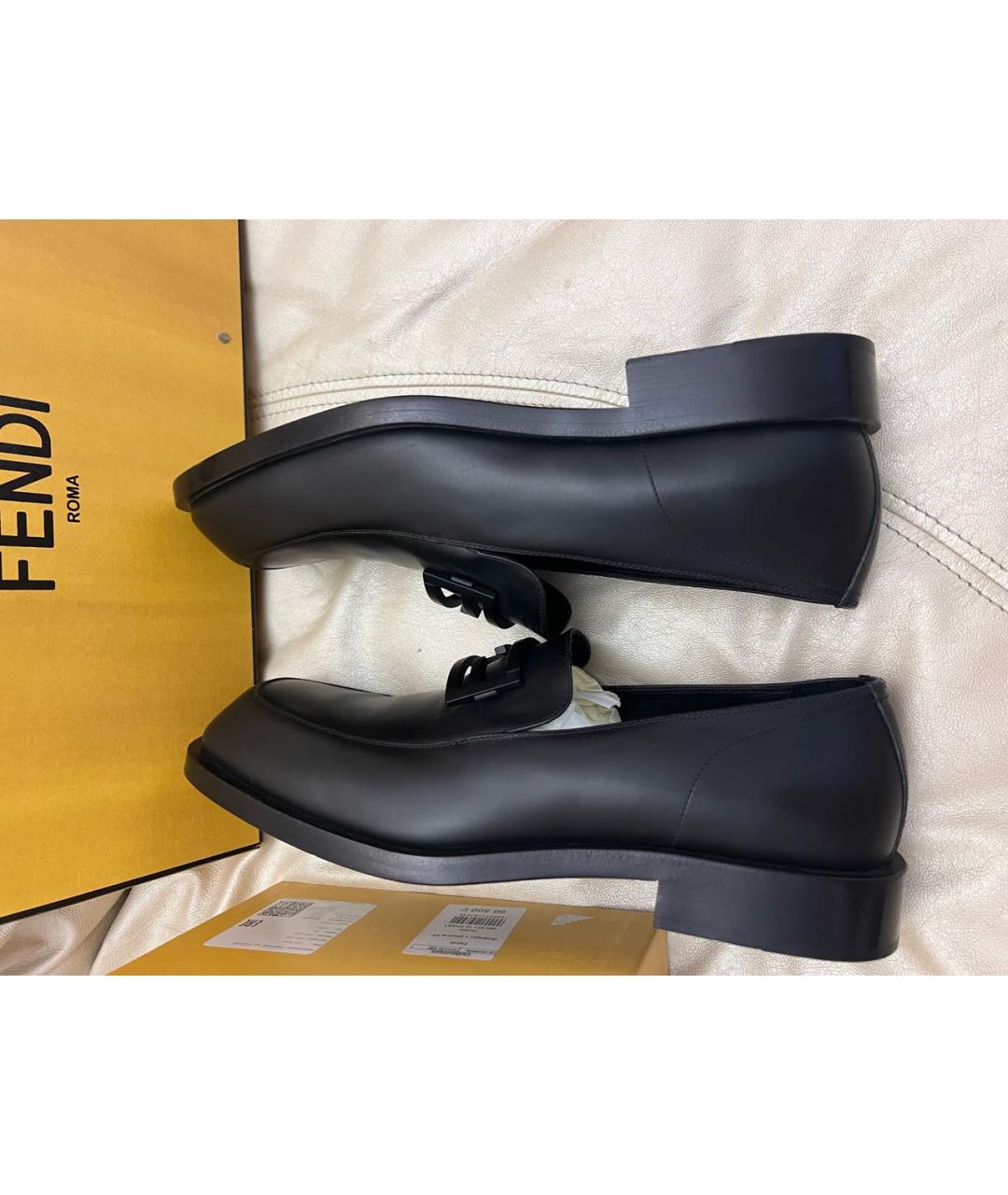 FENDI Темно-синие кожаные лоферы, фото 9