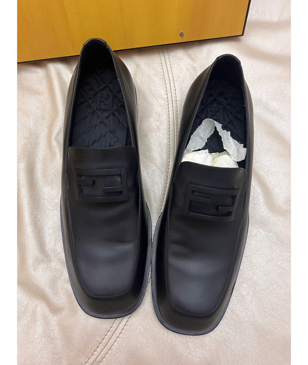 FENDI Темно-синие кожаные лоферы, фото 3