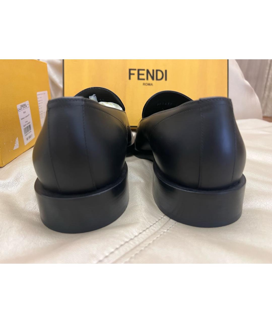 FENDI Темно-синие кожаные лоферы, фото 5