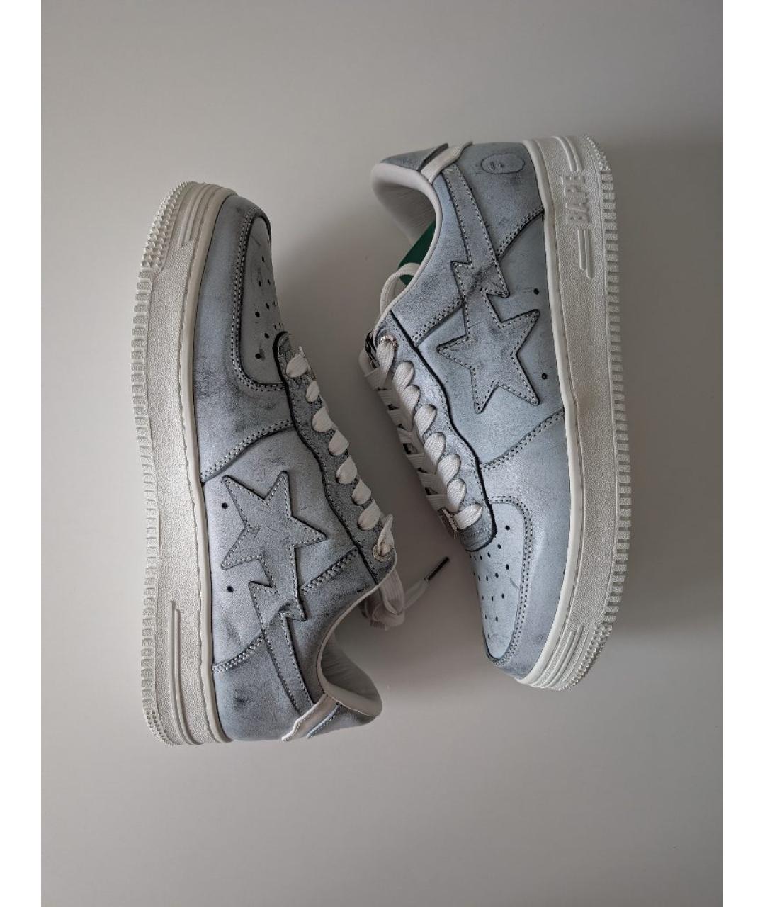 BAPE Синие кожаные низкие кроссовки / кеды, фото 4