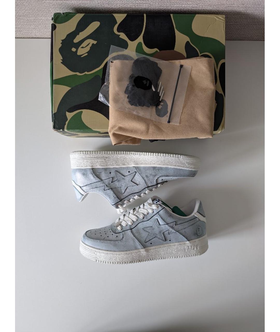 BAPE Синие кожаные низкие кроссовки / кеды, фото 9