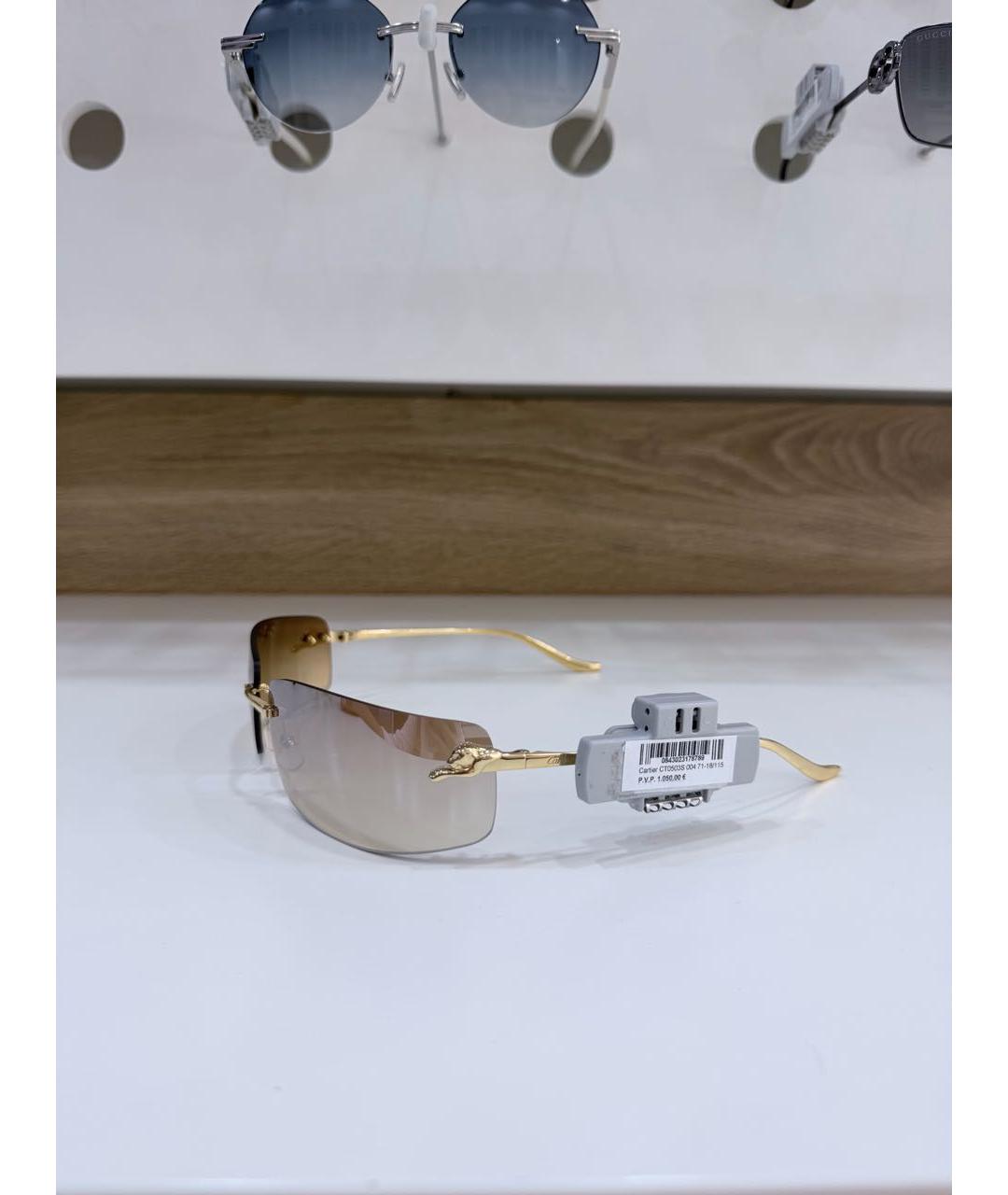 CARTIER Золотые металлические солнцезащитные очки, фото 4