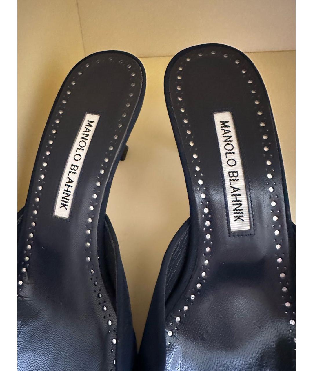 MANOLO BLAHNIK Синие кожаные мюли, фото 6