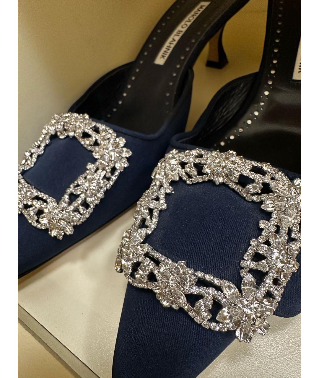 MANOLO BLAHNIK Синие кожаные мюли, фото 3