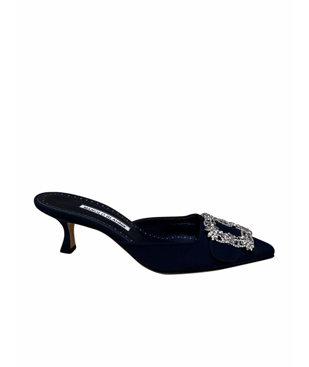 MANOLO BLAHNIK Синие кожаные мюли, фото 1