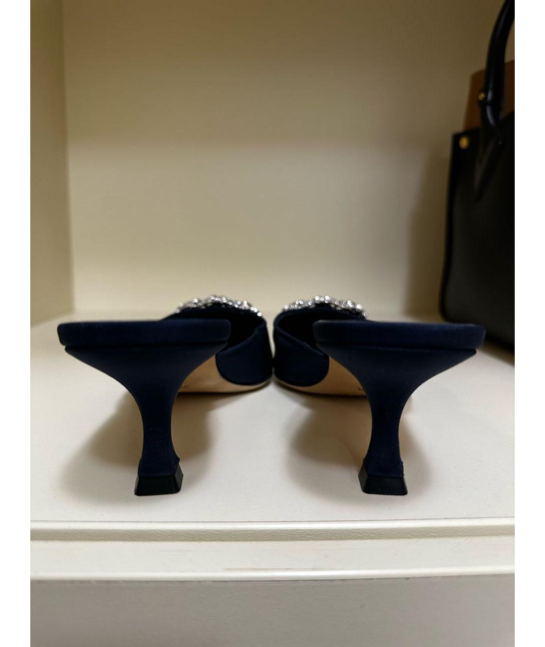 MANOLO BLAHNIK Синие кожаные мюли, фото 4