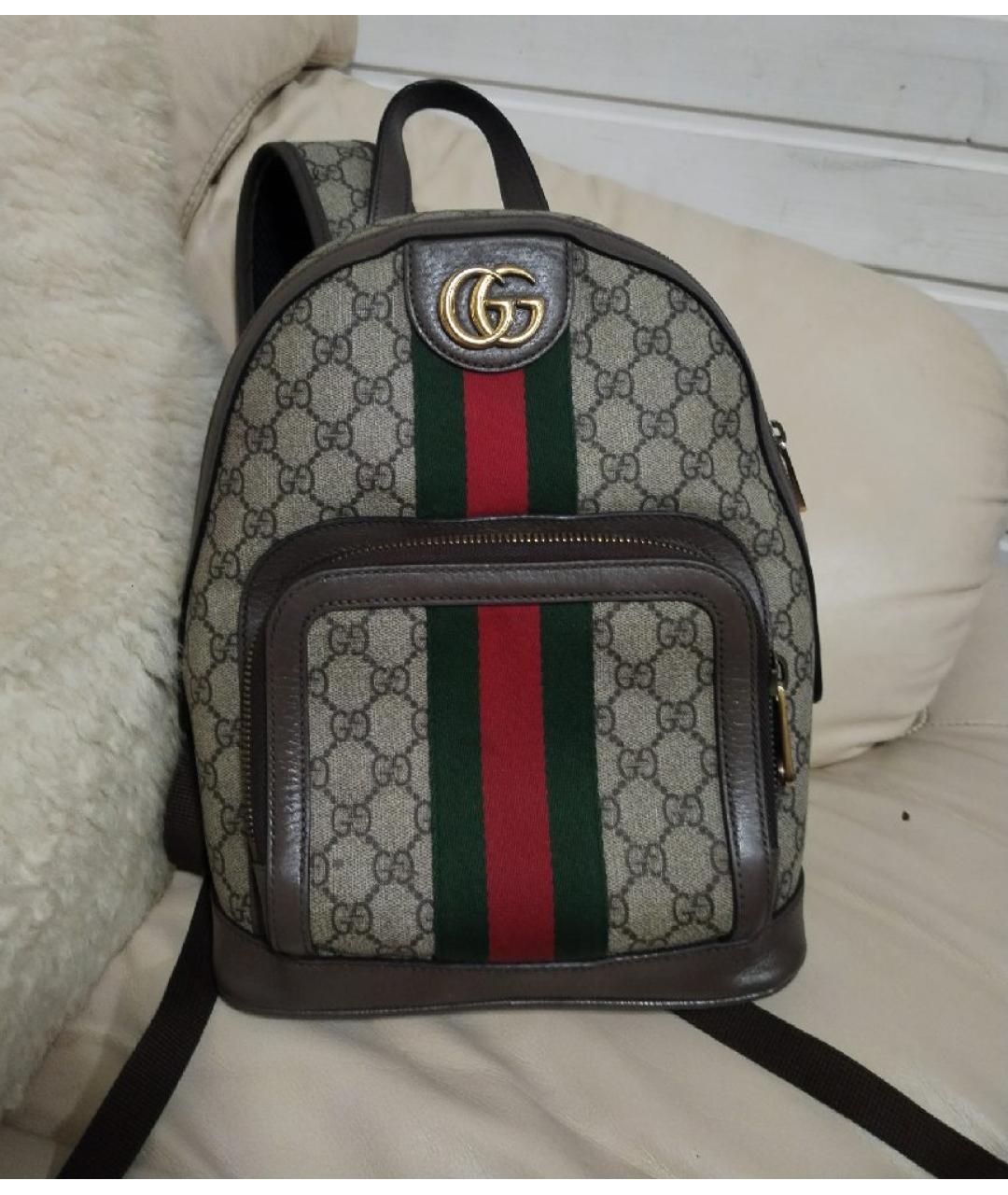 GUCCI Коричневый кожаный рюкзак, фото 2