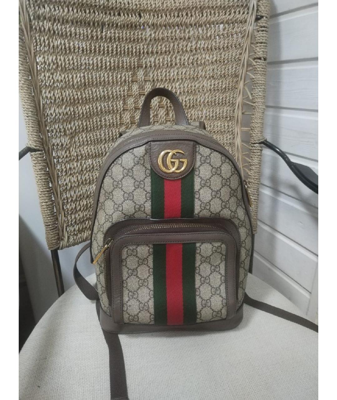 GUCCI Коричневый кожаный рюкзак, фото 10