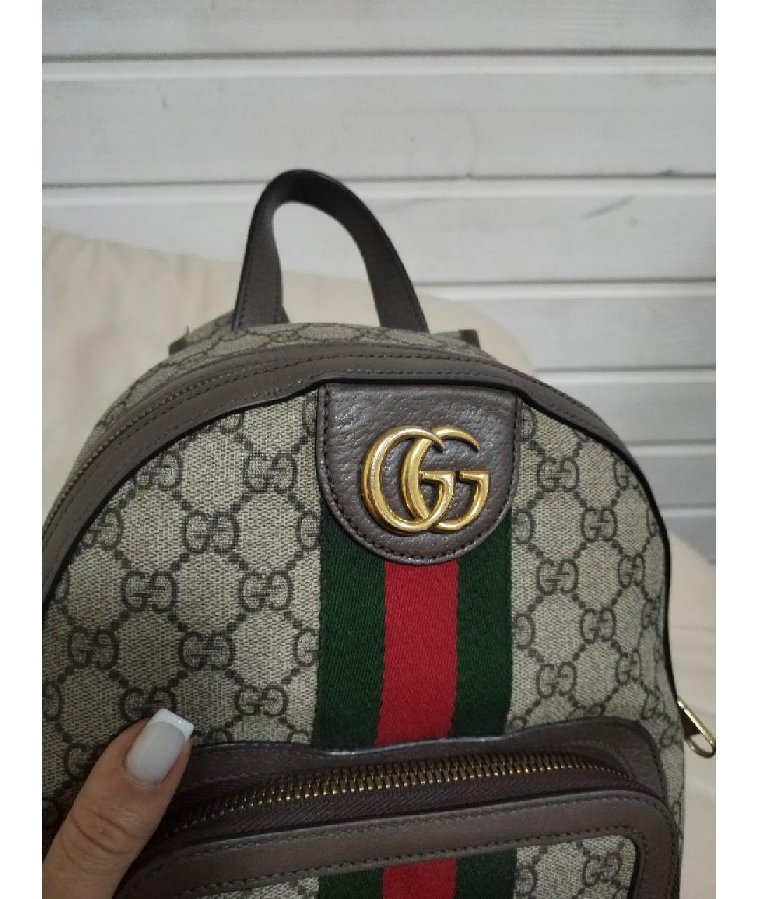 GUCCI Коричневый кожаный рюкзак, фото 5
