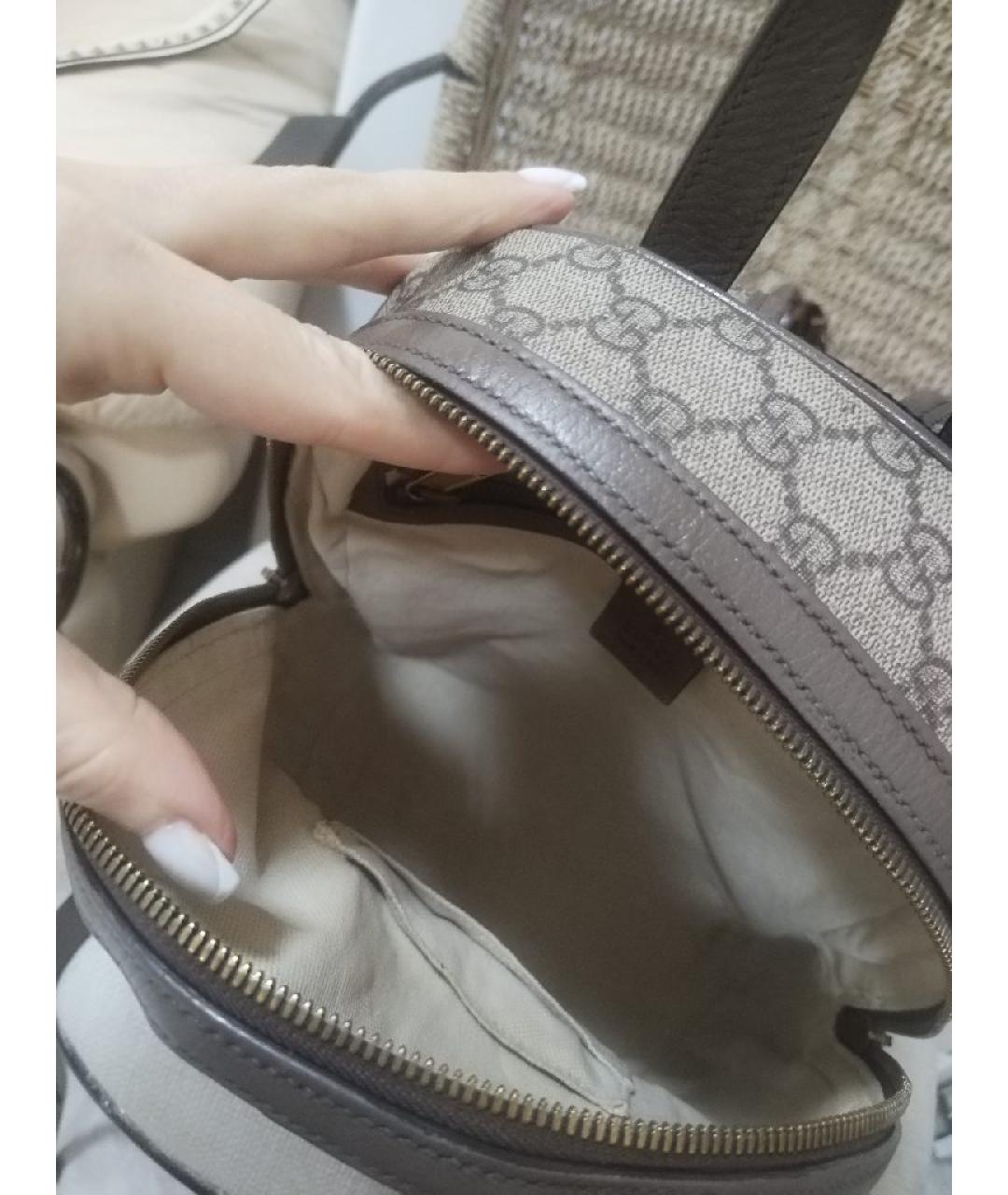 GUCCI Коричневый кожаный рюкзак, фото 8