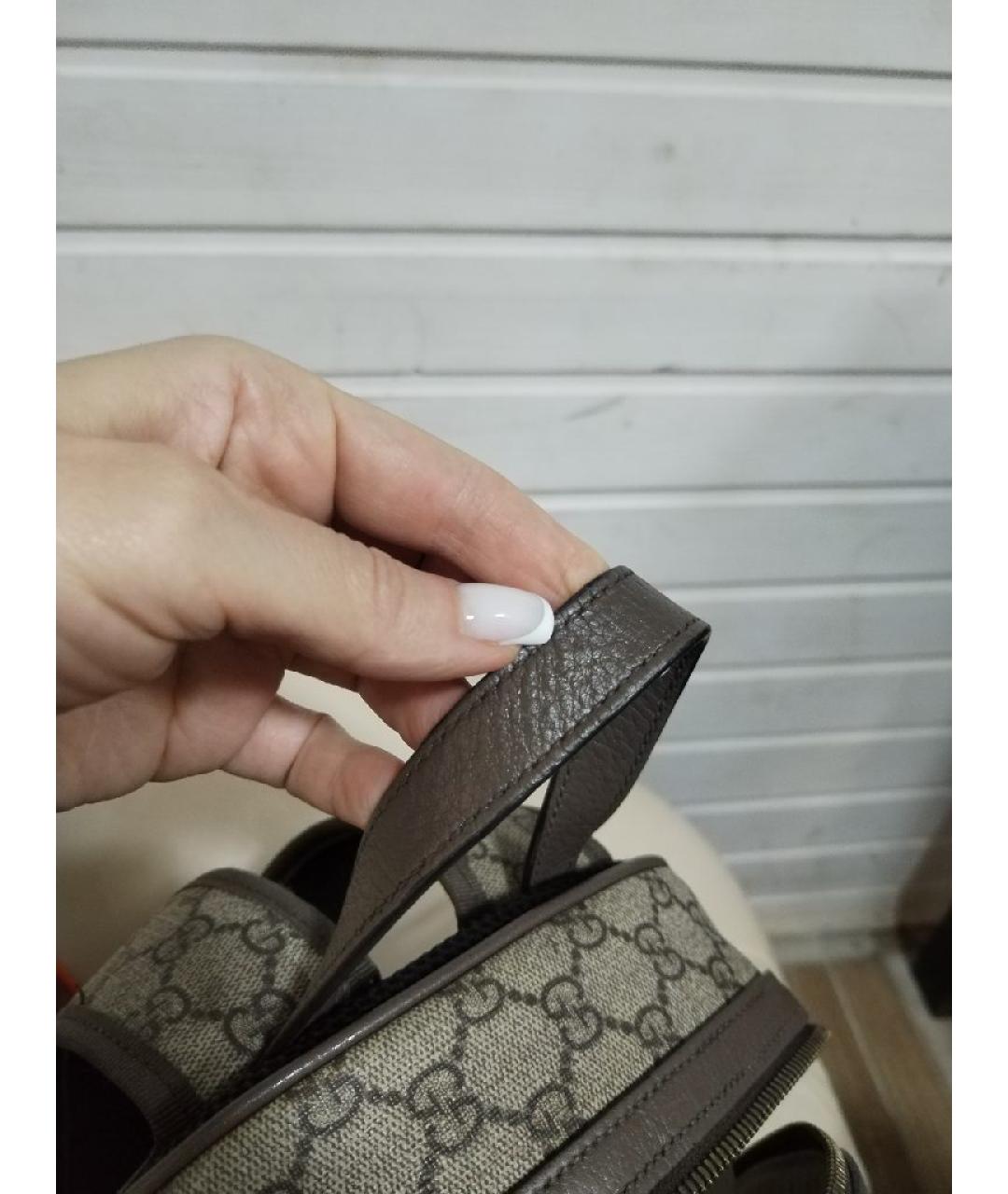 GUCCI Коричневый кожаный рюкзак, фото 6
