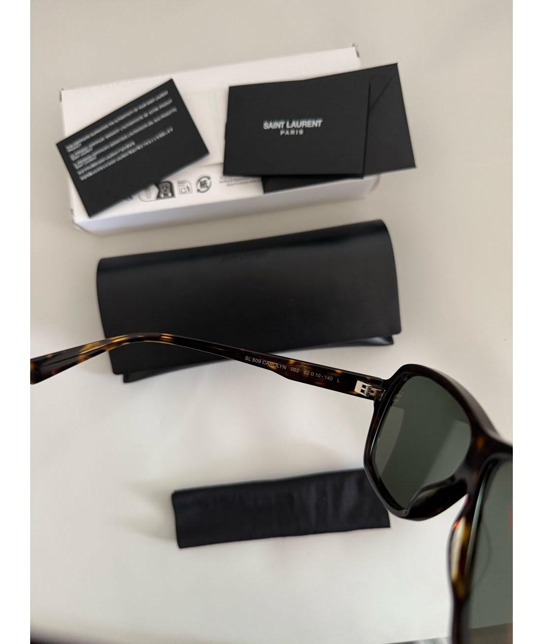 SAINT LAURENT Коричневые пластиковые солнцезащитные очки, фото 4