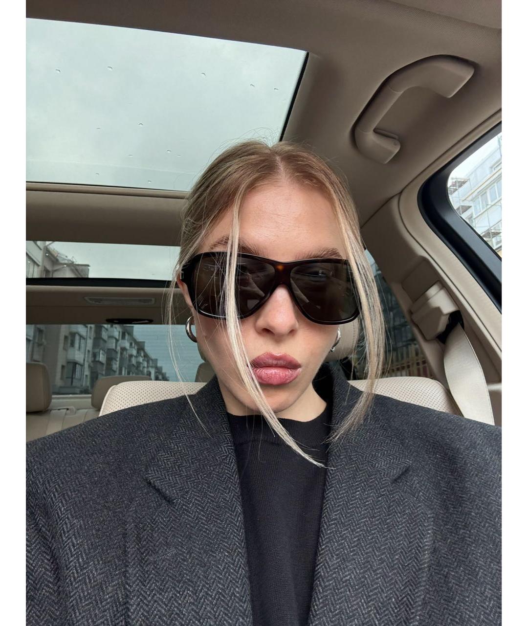 SAINT LAURENT Коричневые пластиковые солнцезащитные очки, фото 7