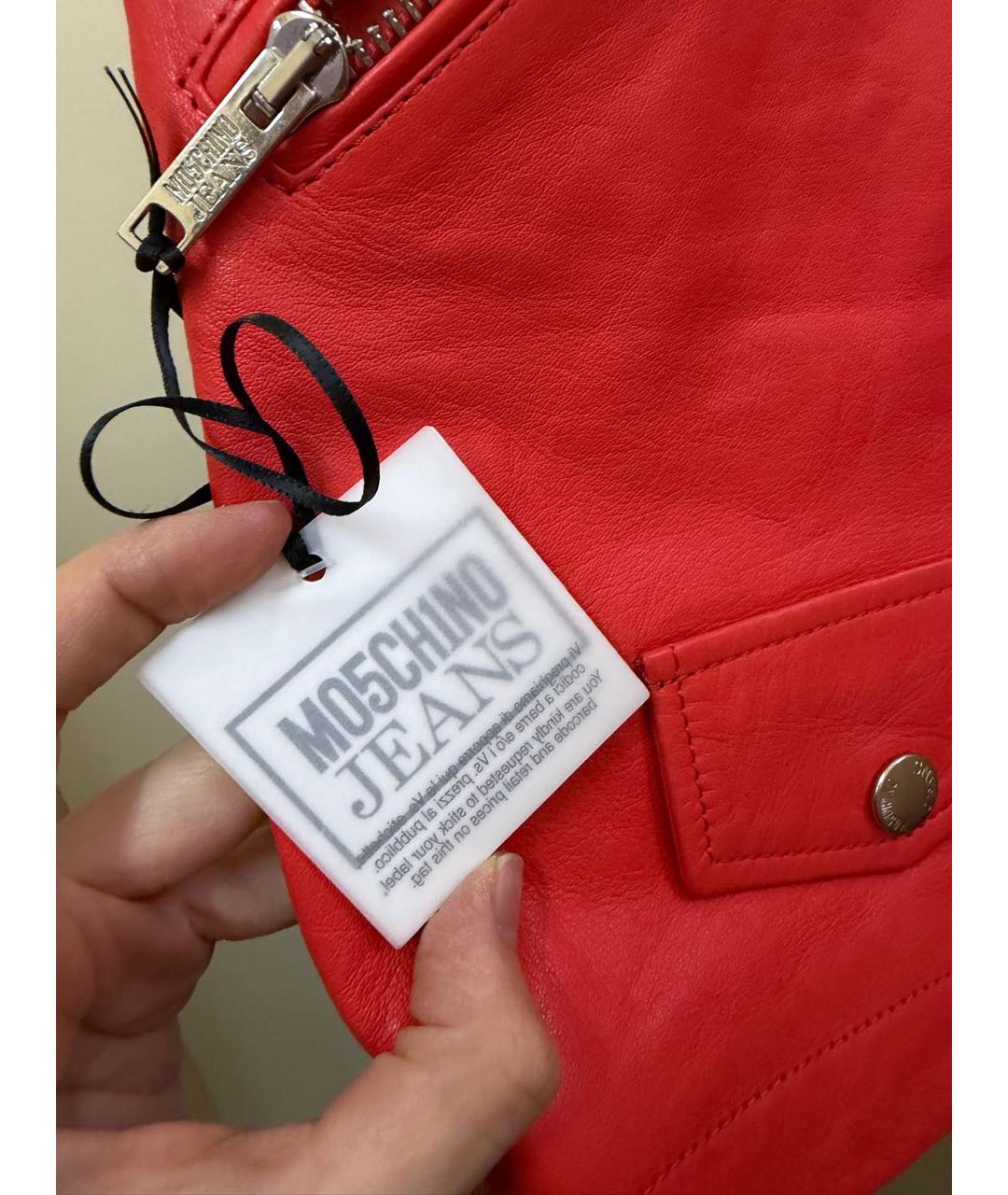 MOSCHINO JEANS Красная кожаная юбка мини, фото 6