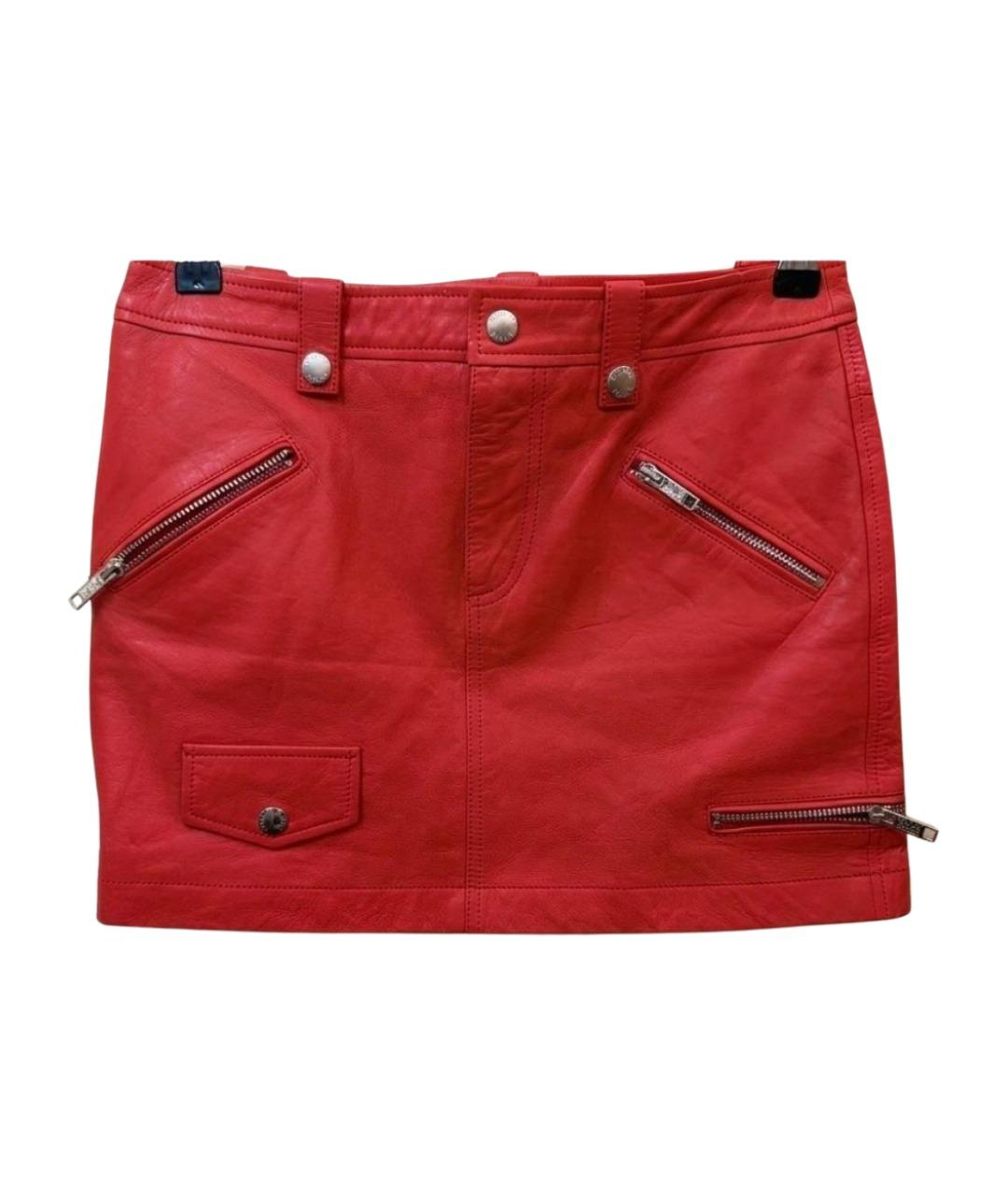 MOSCHINO JEANS Красная кожаная юбка мини, фото 1