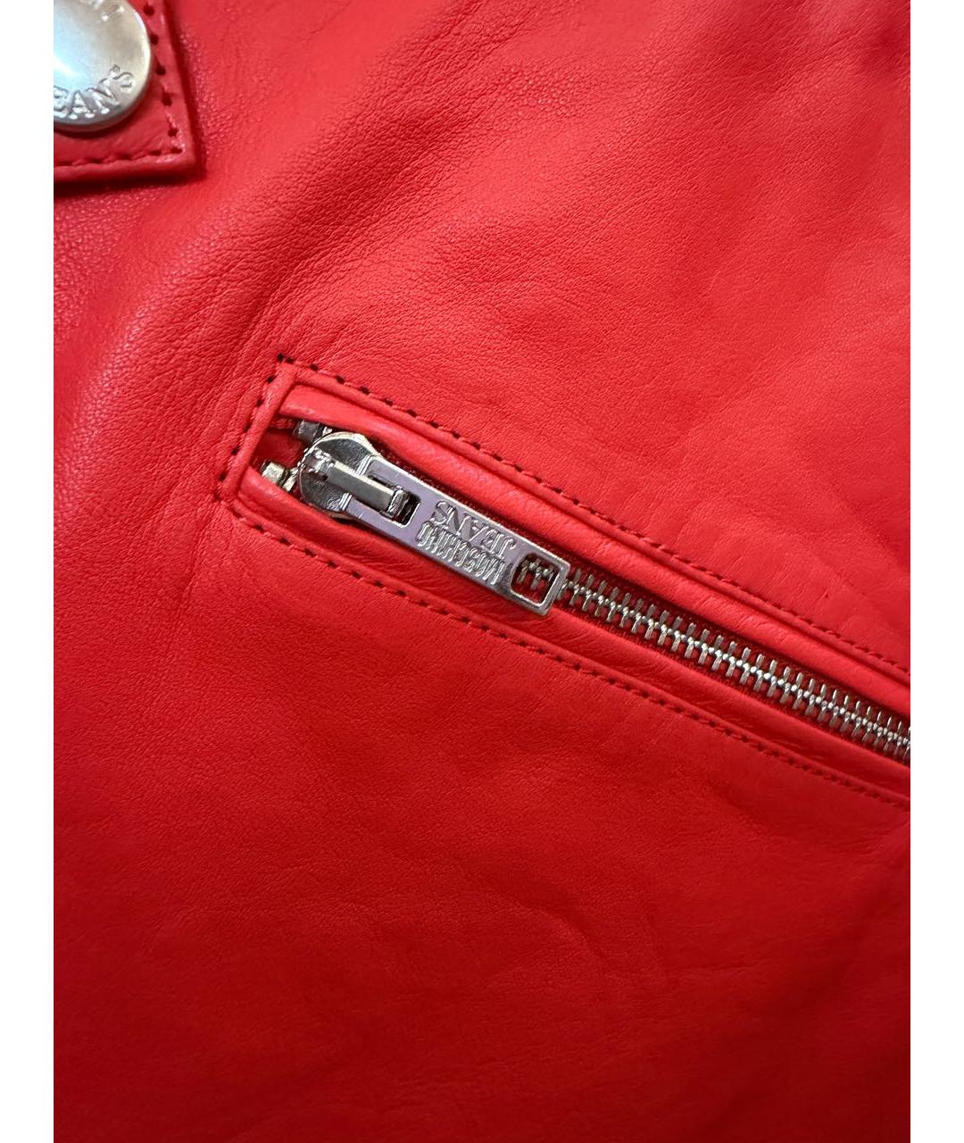 MOSCHINO JEANS Красная кожаная юбка мини, фото 5