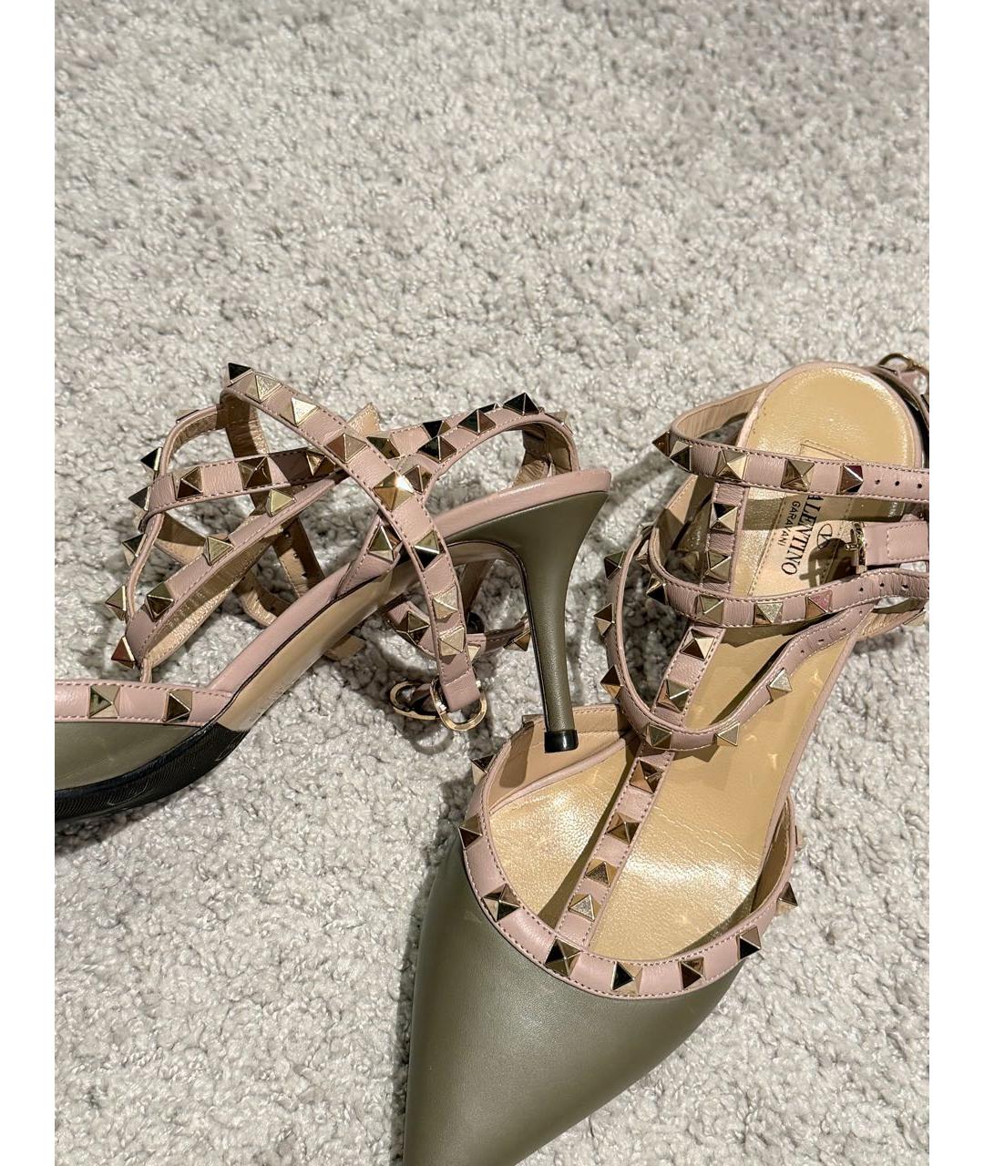 VALENTINO Хаки кожаные туфли, фото 6