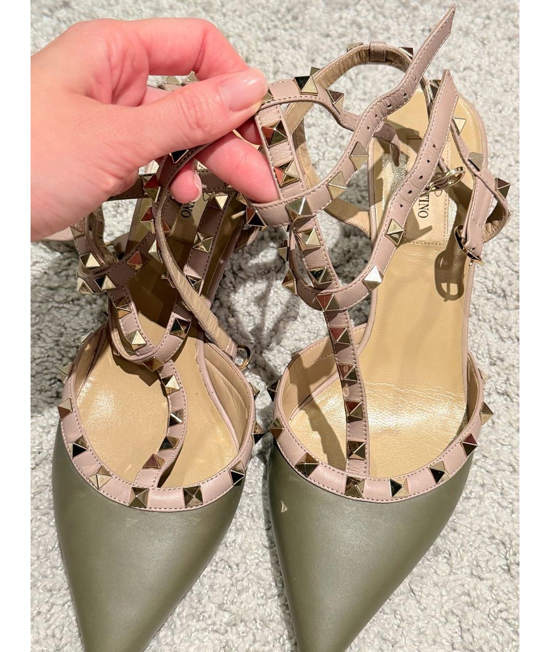 VALENTINO Хаки кожаные туфли, фото 7