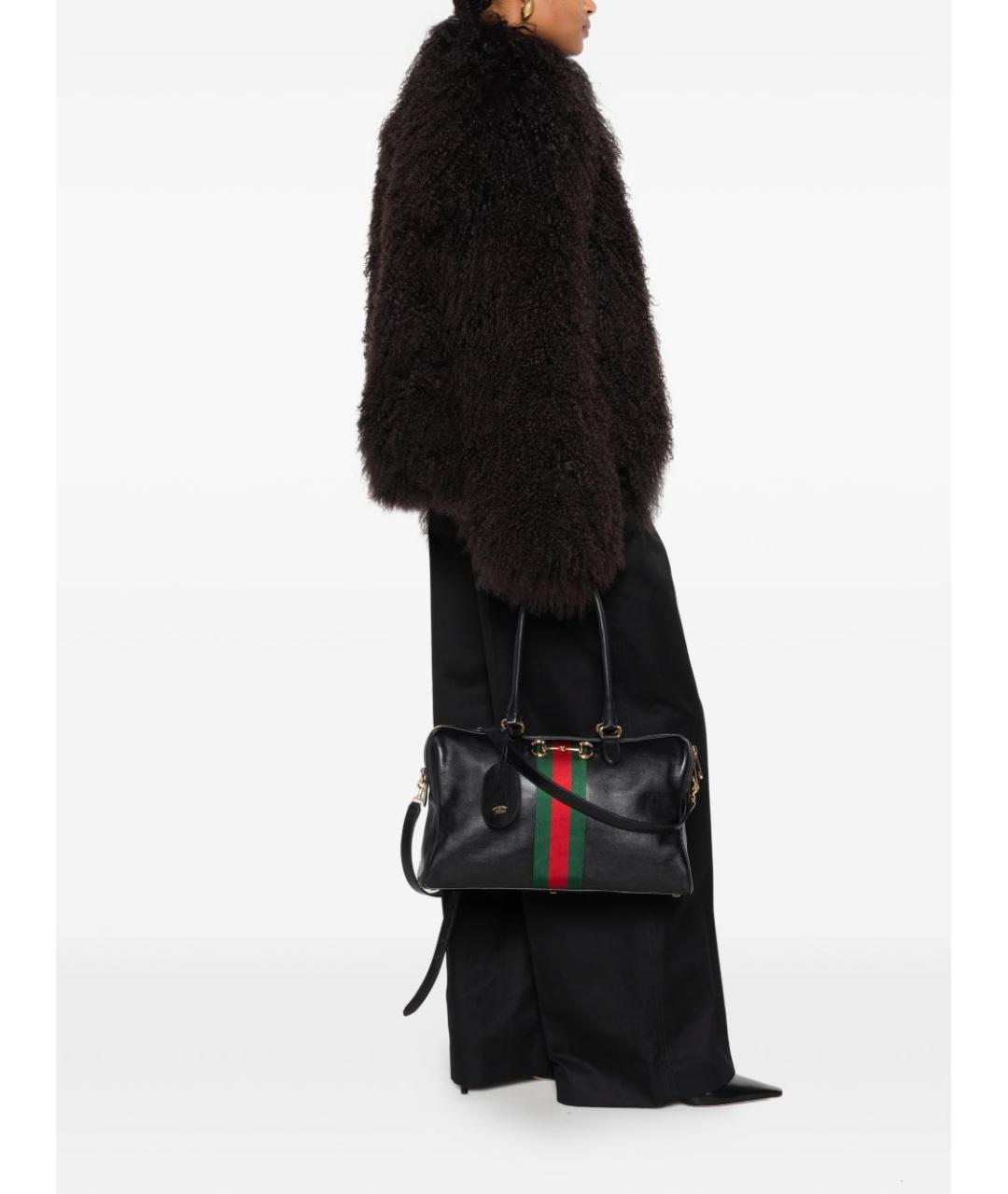 GUCCI Черная кожаная сумка через плечо, фото 5