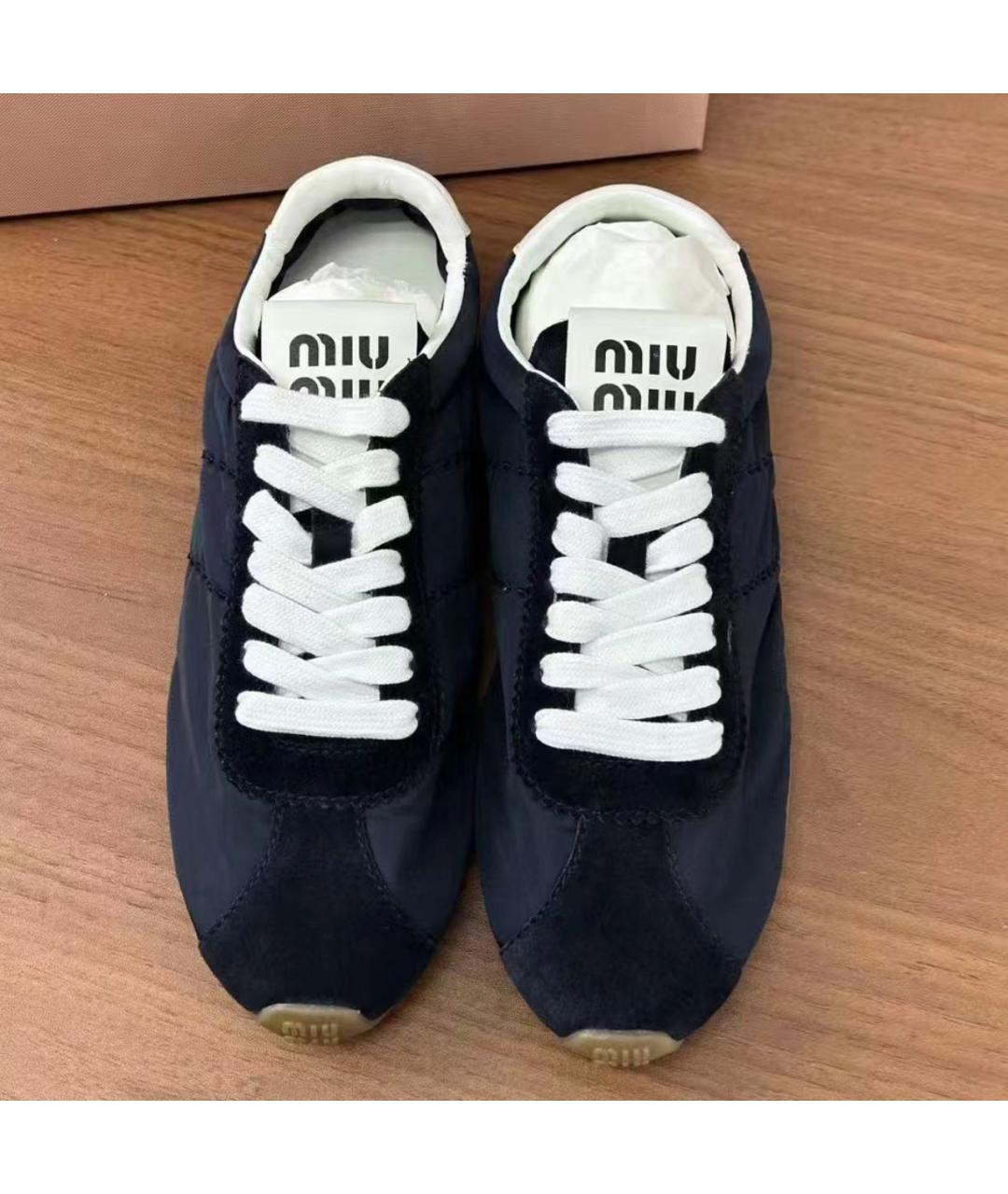MIU MIU Темно-синие синтетические кеды, фото 4