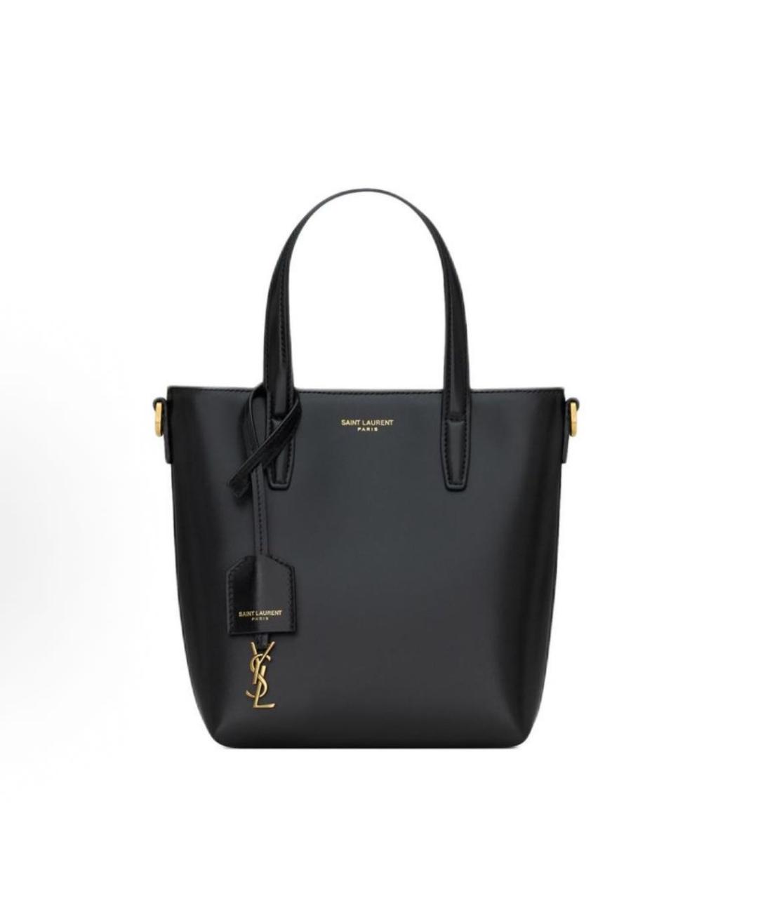 SAINT LAURENT Черная кожаная сумка тоут, фото 9