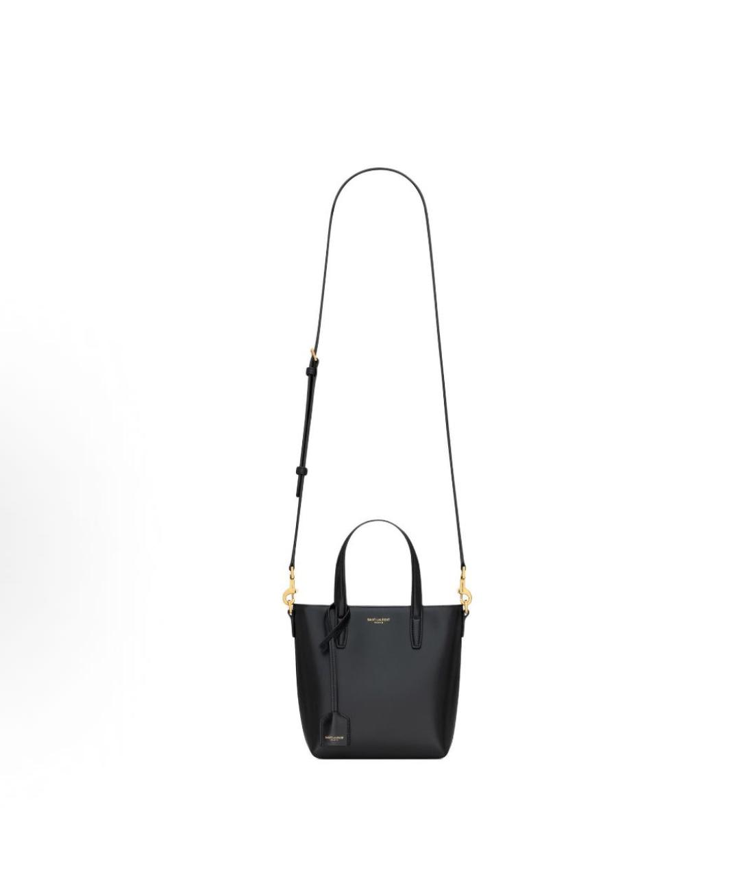 SAINT LAURENT Черная кожаная сумка тоут, фото 2