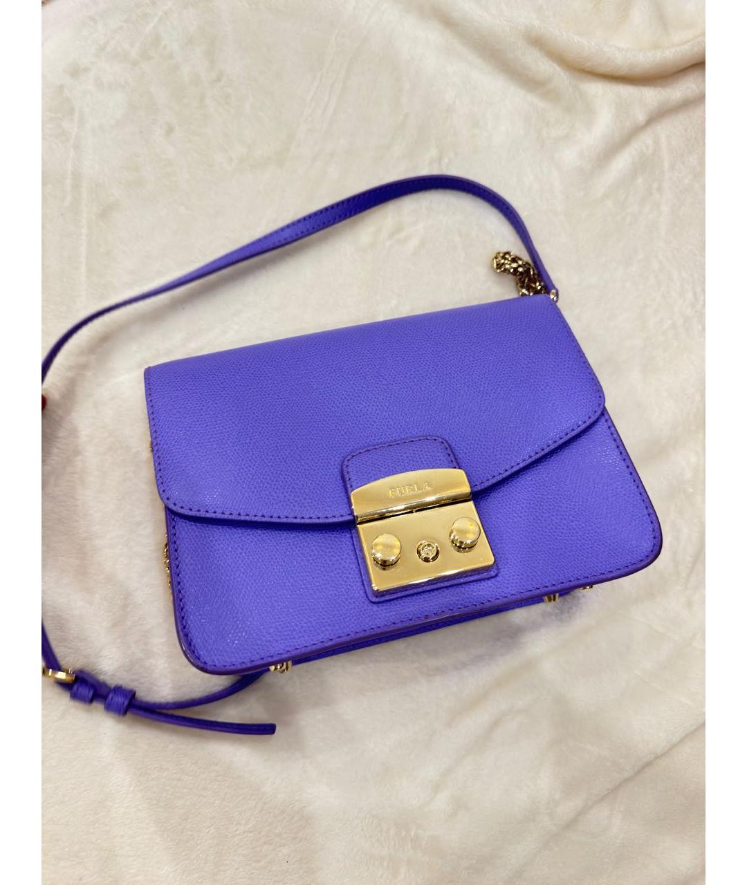 FURLA Фиолетовая кожаная сумка на плечо, фото 5