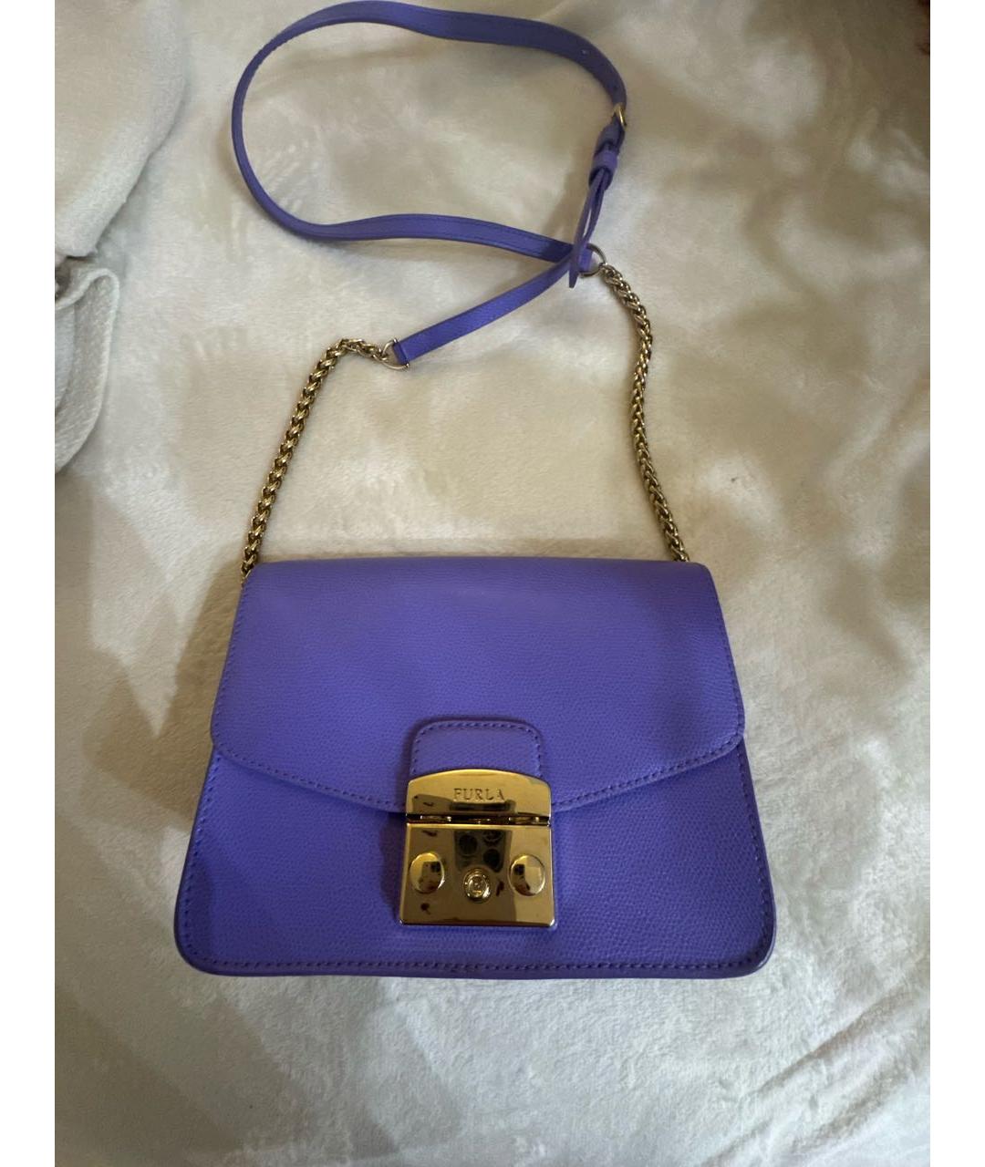 FURLA Фиолетовая кожаная сумка на плечо, фото 6