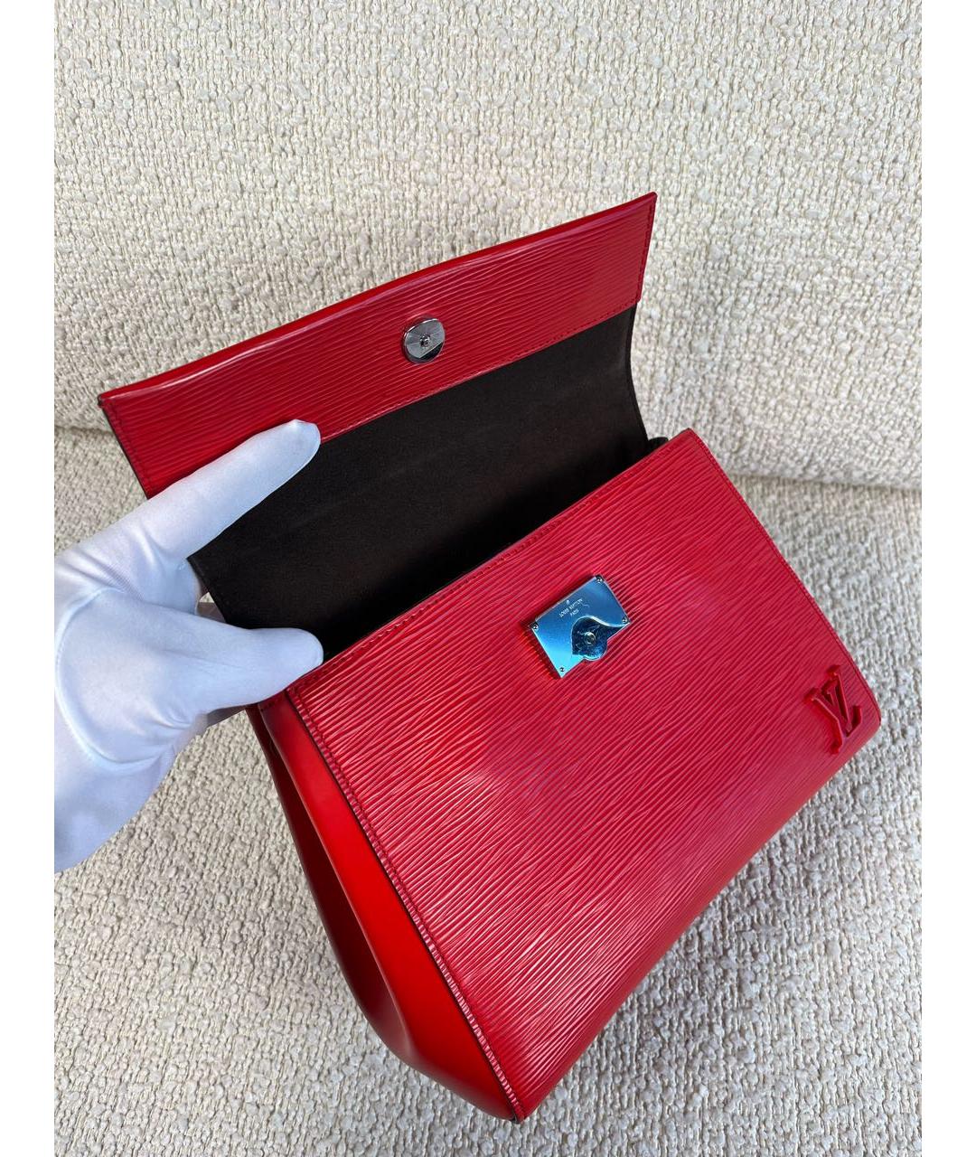 LOUIS VUITTON Красная кожаная сумка с короткими ручками, фото 6