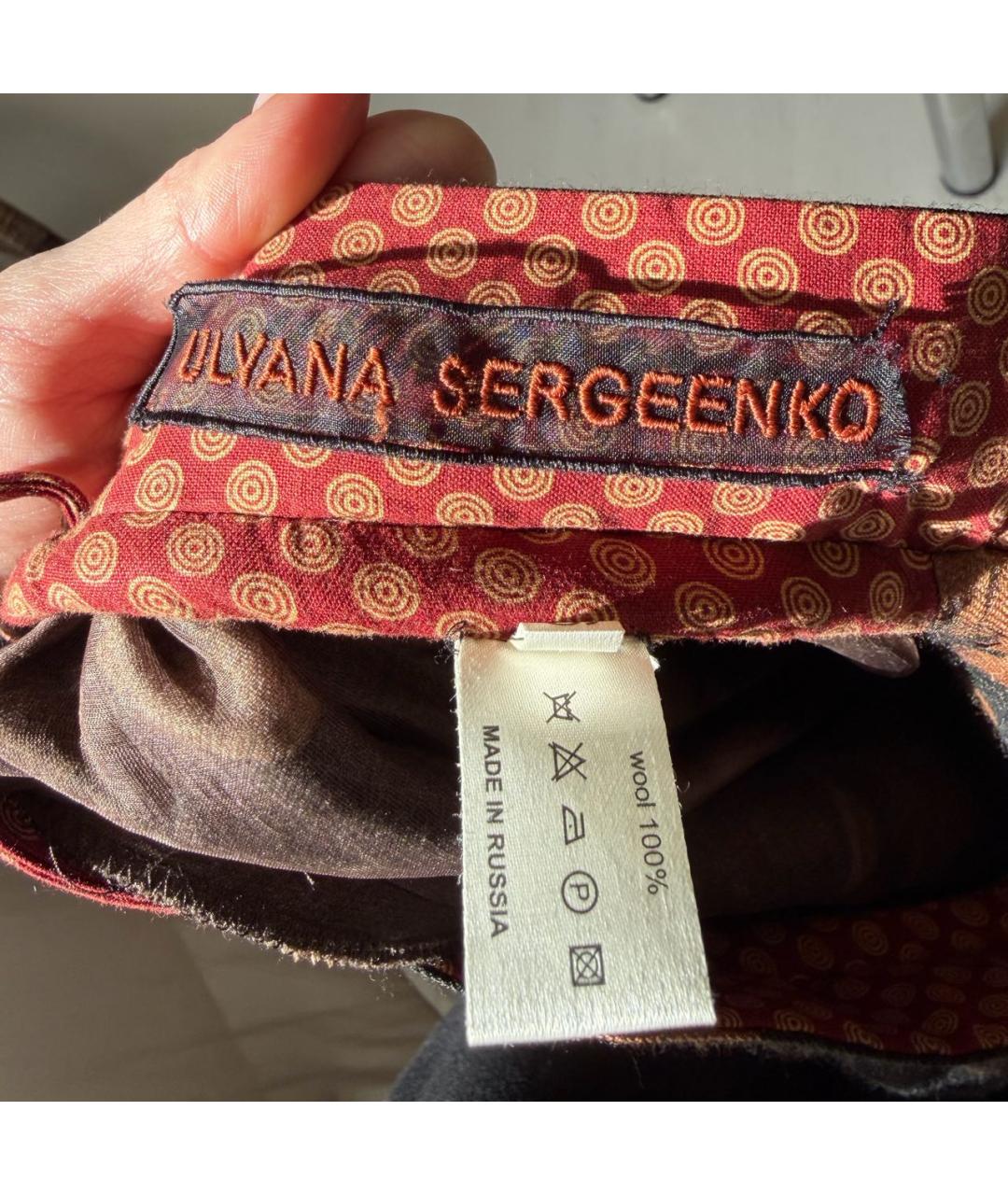 ULYANA SERGEENKO Коричневая шерстяная юбка миди, фото 7